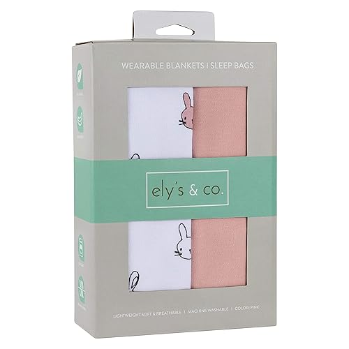Miniatura 10 de Ely's & Co. Manta 100% algodón para bebé, bolsa de dormir para bebés de color liso, color rosa viejo y estrellas rosa malva, paquete de 2 unidades