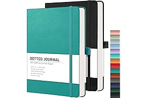 RETTACY Bullet Dotted Journal 2 Pack: A5 Size Dot Grid Notebook with...