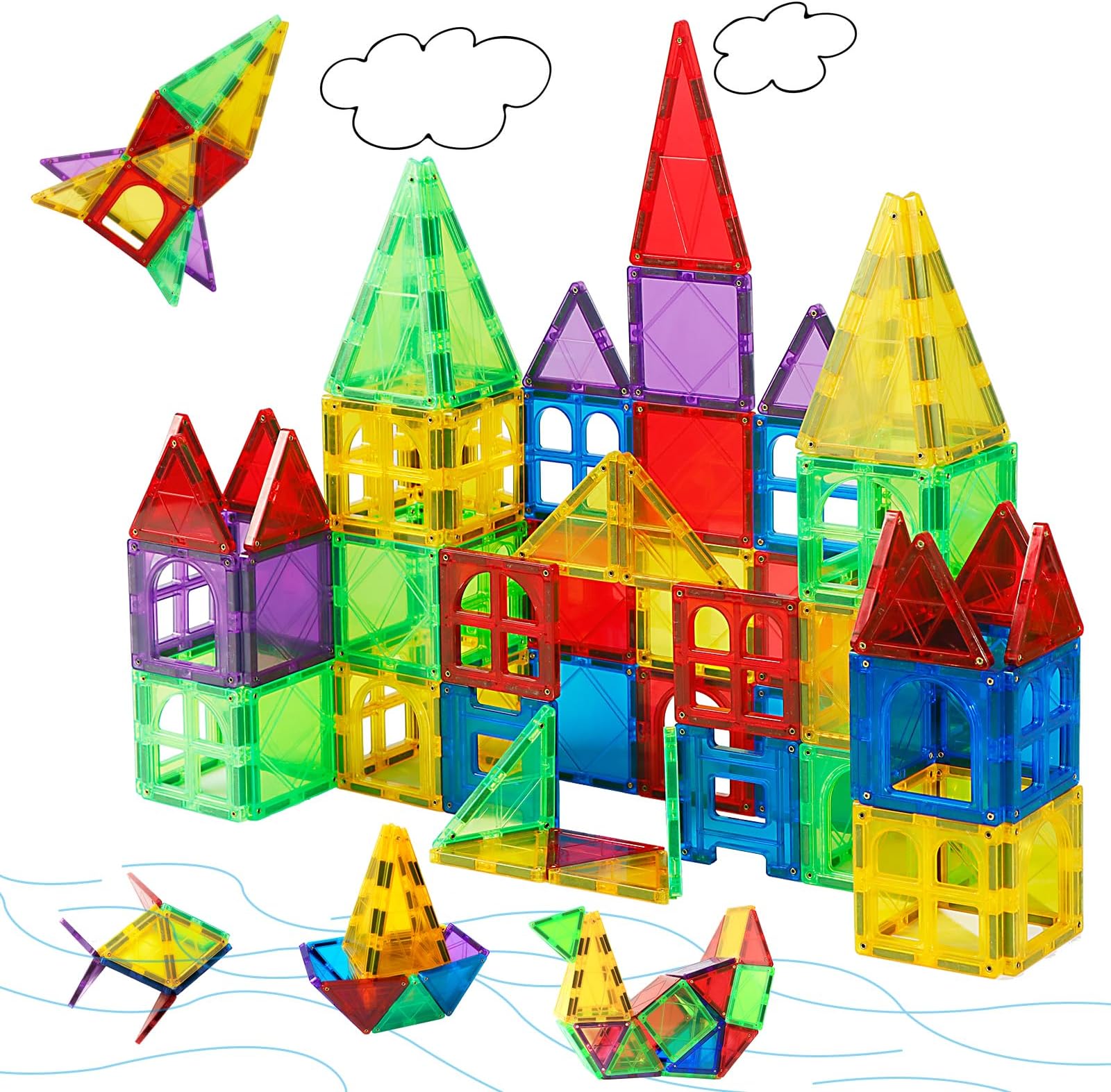 Magblock 66 Pcs Magnetic Building Blocks, Magnetic Tiles for Kids Toysmagnet Toys Set 3D Building Blocks for Toddler Boys and Girls
