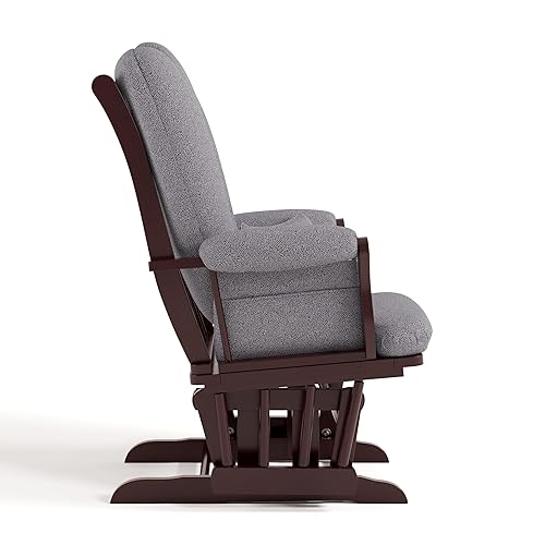 Miniatura 14 de Storkcraft Tuscany Mecedora Deslizante y Otomana Personalizada con Almohada Lumbar Gratis (EspressoRemolino Gris Pizarra) - Silla Mecedora de