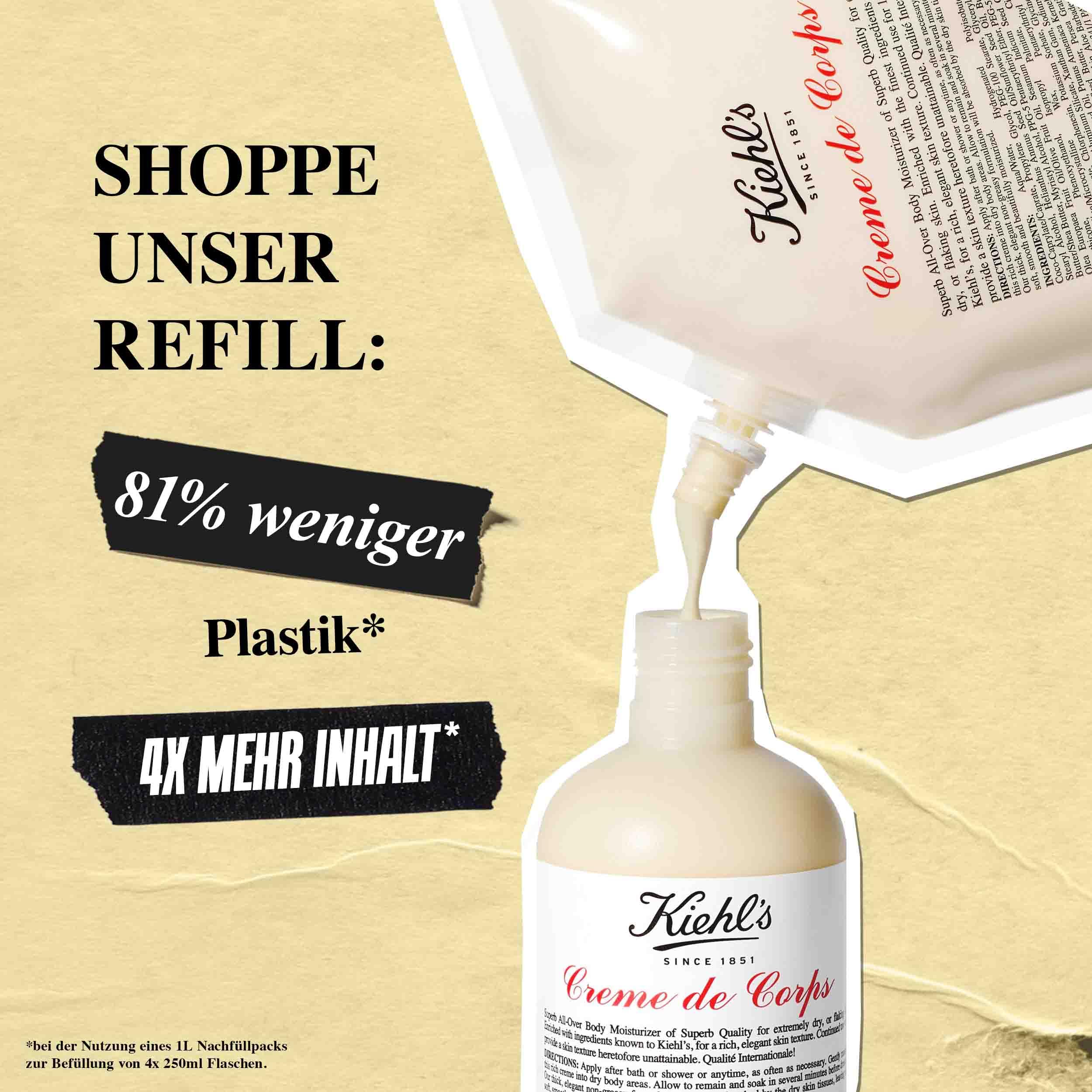 KIEHL'S Creme de Corps, reichhaltige, nicht fettende Körpercreme für trockene Haut, feuchtigkeitsspendende Körperpflege mit natürlichen Inhaltsstoffen