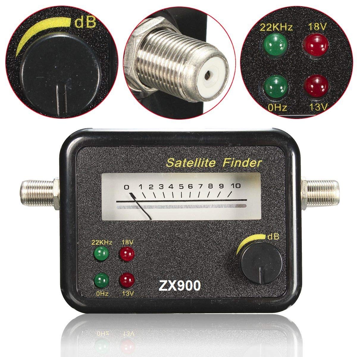 ZX900 Digital Easy Satellite TV Signal Finder with 22KHz + V