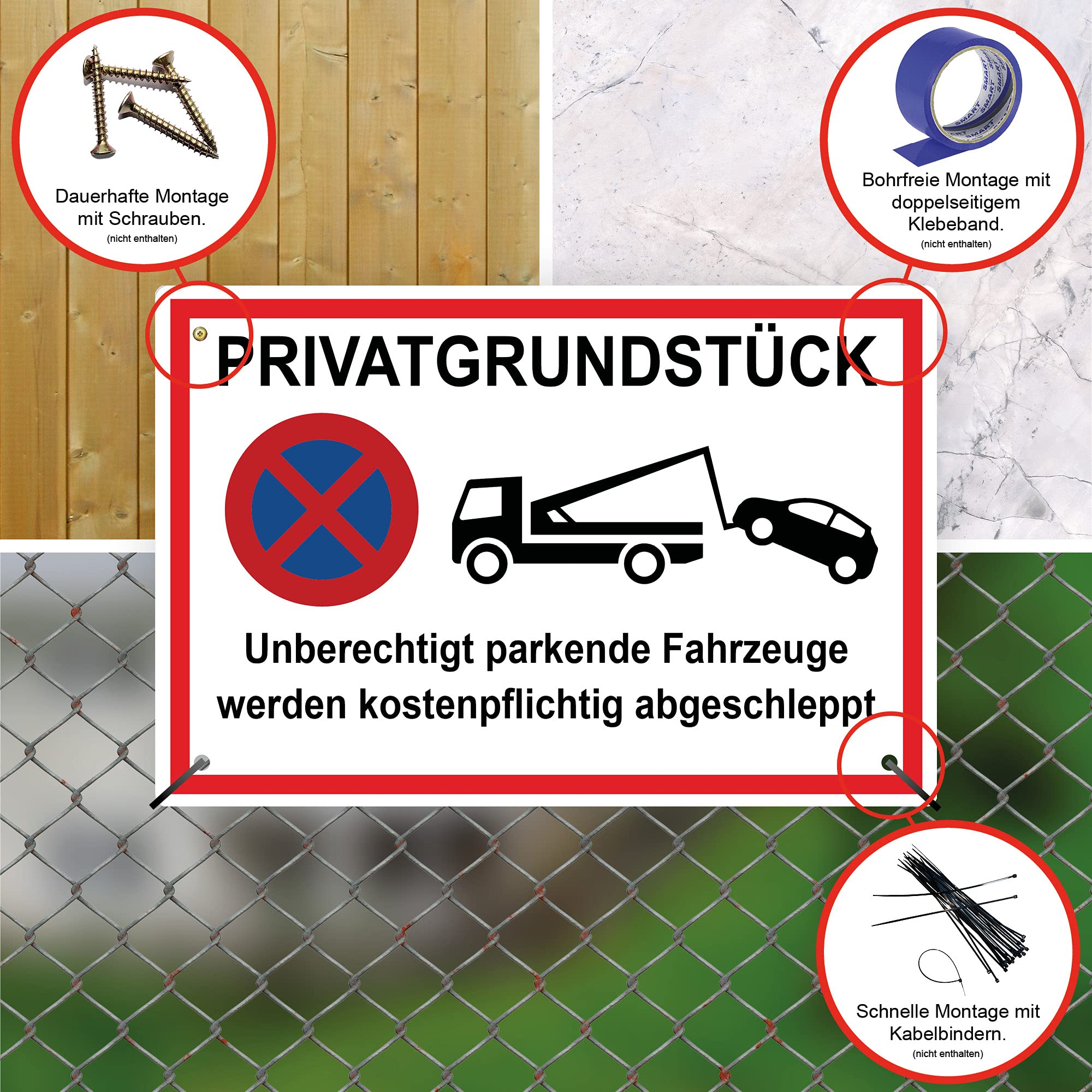 3 sztuki XXL prywatna posesja tabliczka nieuprawnione parkujące pojazdy są płatnie odholowane 40 x 30 cm ze stabilnej płyty z twardej pianki PCW 5 mm z ochroną UV firmy STROBO