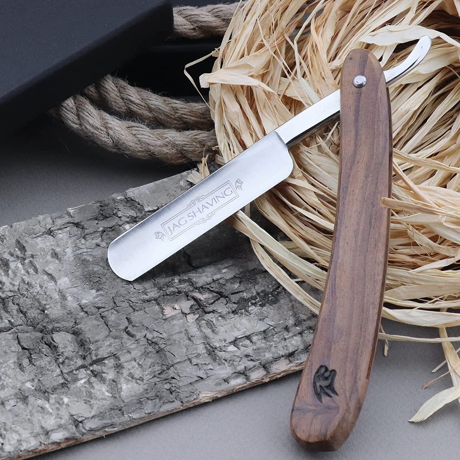 Jag Shaving Zestaw do golenia – 6-częściowy zestaw pędzli do golenia – zestaw noży do golenia – pędzel do golenia z włosia borsuka – golarka do cięcia – mydło do golenia – miska do golenia – pokrywka – pasek – pasek skórzany – zestaw do golenia