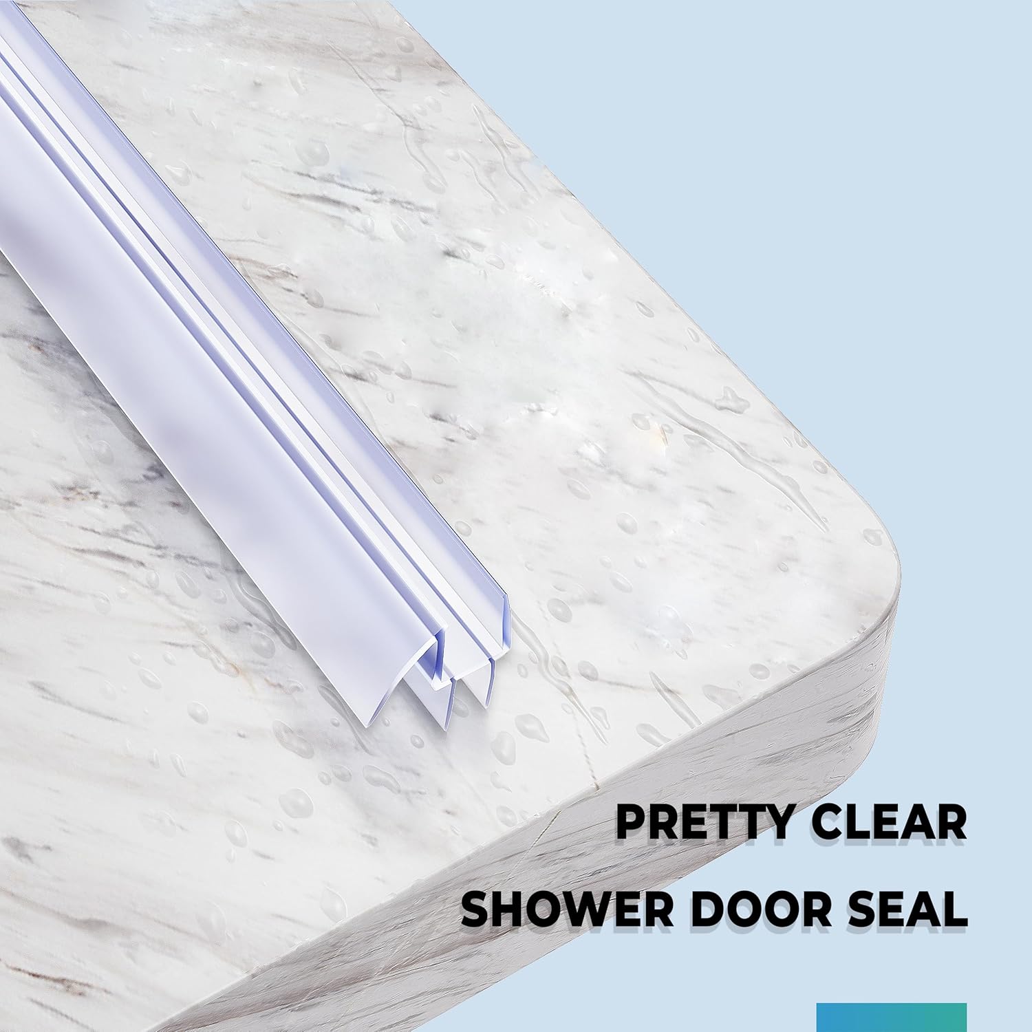 2PCS Shower Door Bottom Seal for Frameless Doors 10MM, 3/8" x 39", Clear Vinyl Shower Door Seal Strip Sweep, Leak-Proof Water Barrier