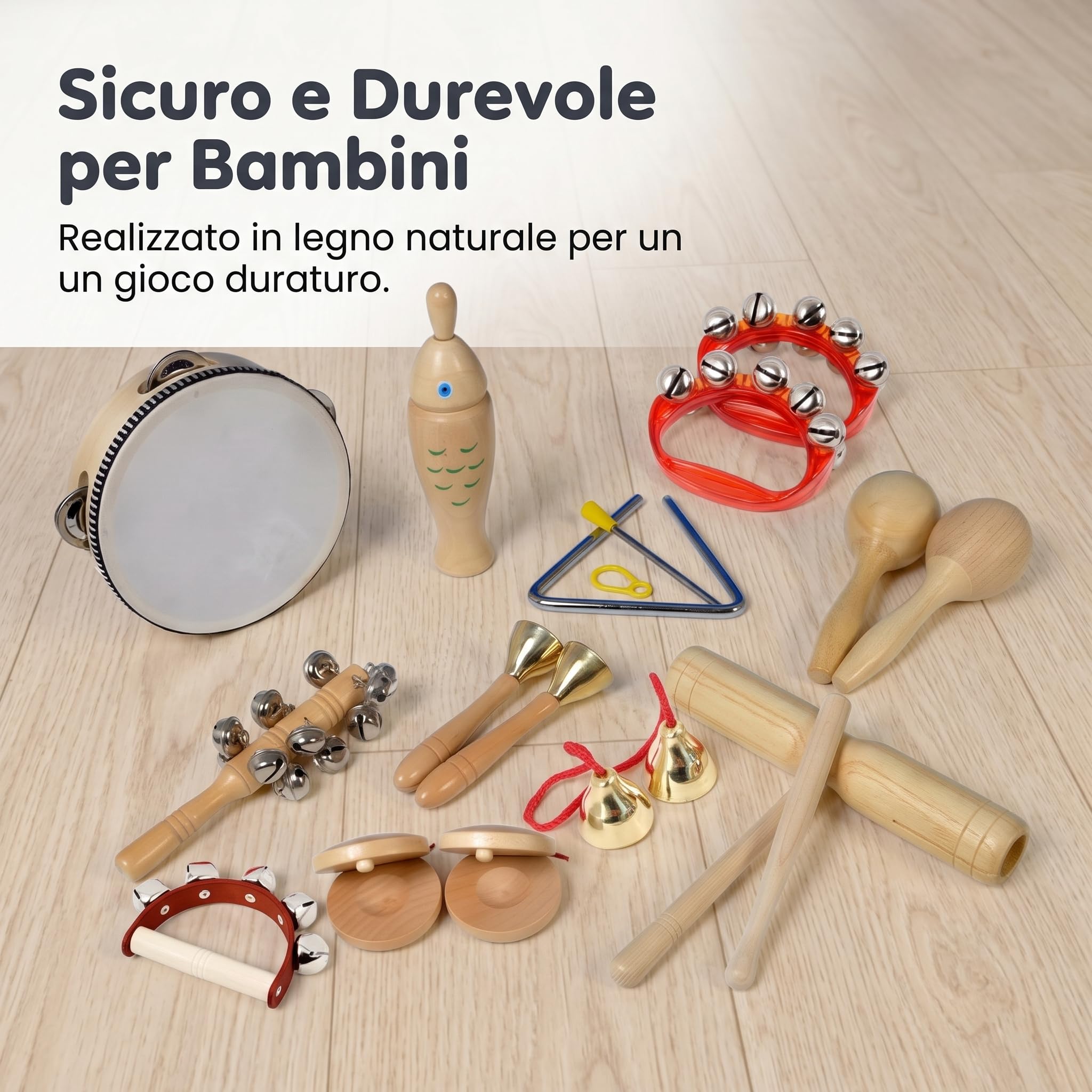 Set Instrumentos Musicales Madera Educativo para Niños 1 Año, Tambor Infantil, Regalo Niña 2 Años , Juego de 11 Instrumentos de enseñanza de Madera Original