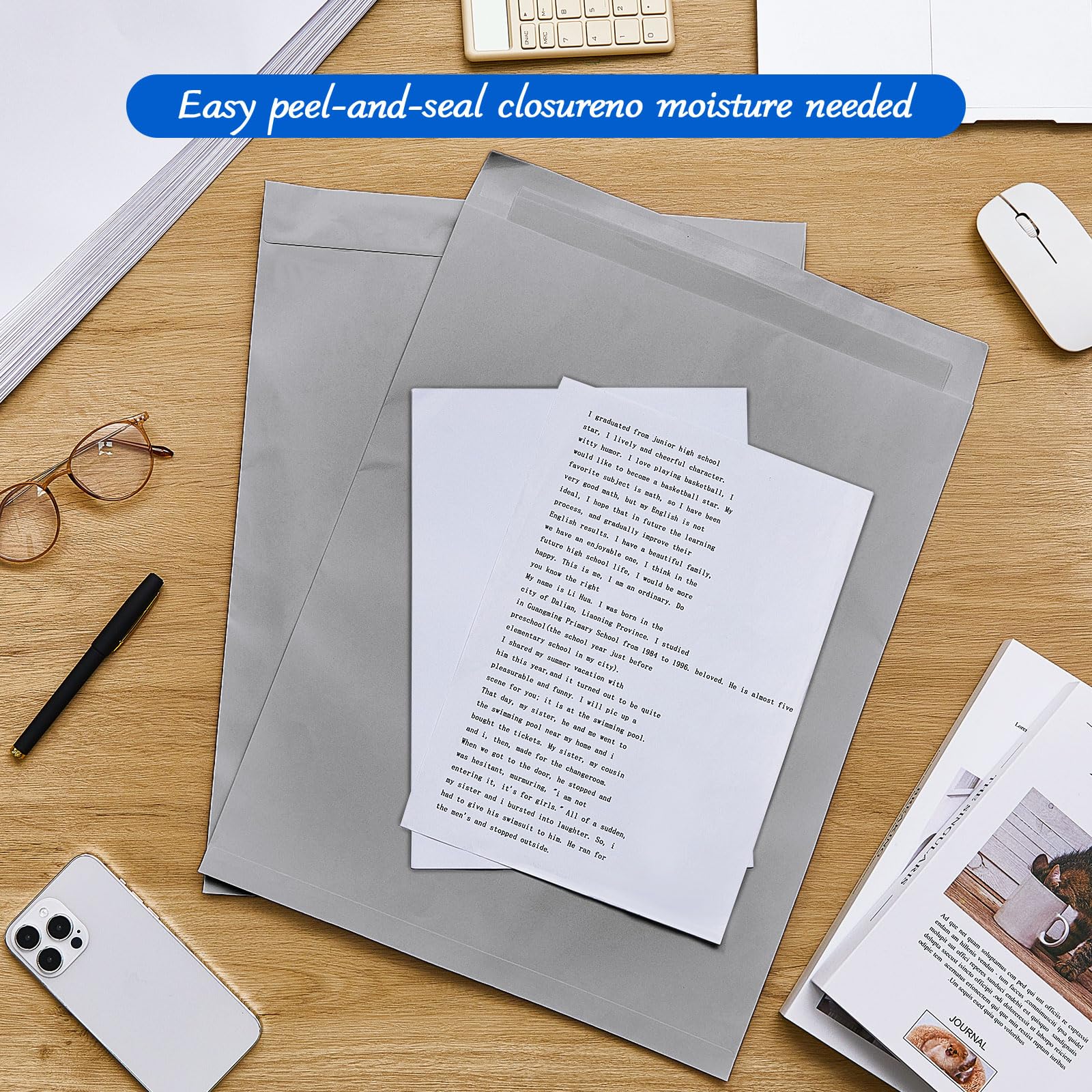 Motipuns 50 sobres extragrandes de 14 x 18 pulgadas con solapas engomadas, sobres de catálogo, sobres de papel kraft jumbo para correo, almacenamiento y organización de documentos, suministros de