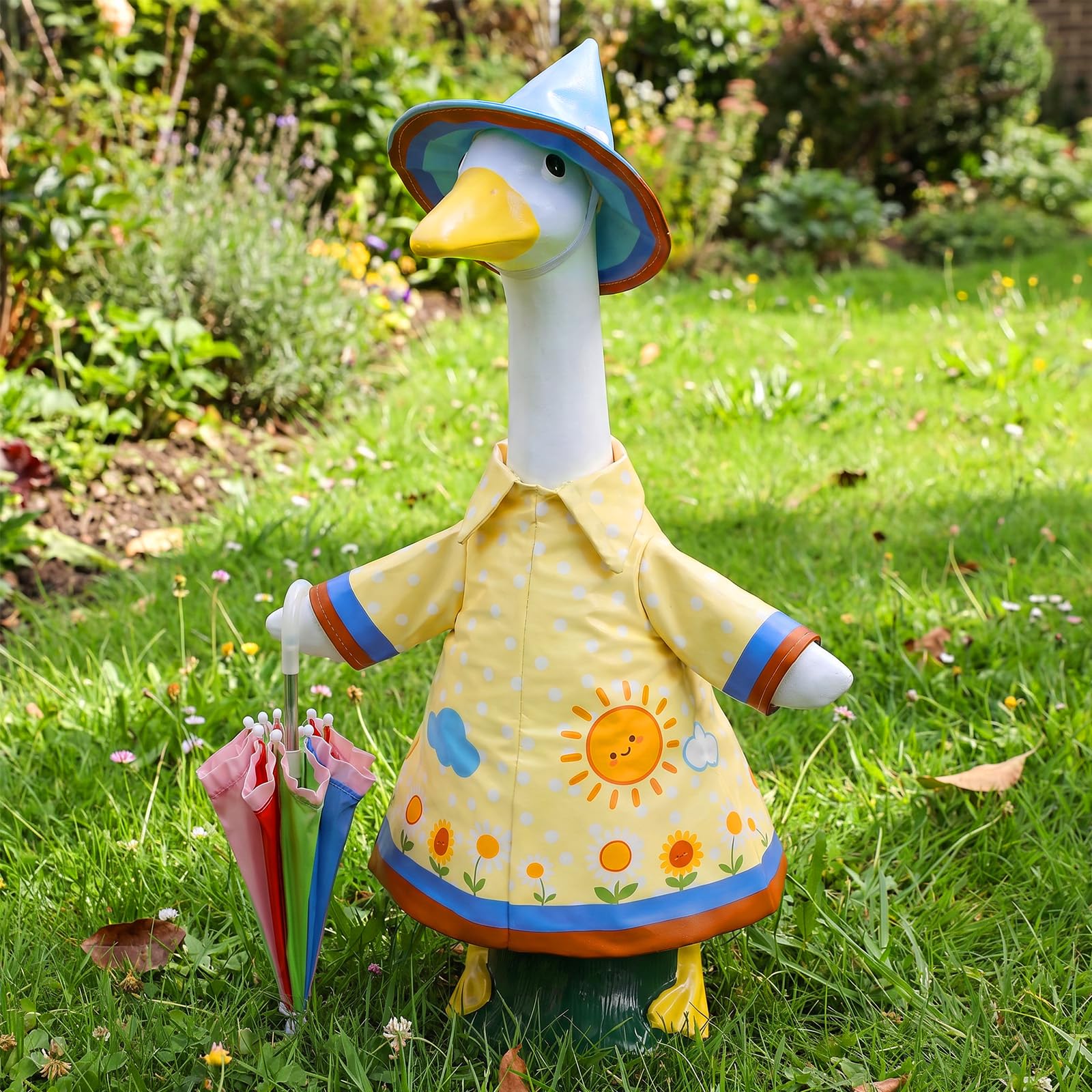 shaojian 23 Inch Porch Goose Statue Outfit Set, Garden Goose Dress Up Accessory with Complete Decor Kit for Yard Lawn Patio Porch Decoration(A)