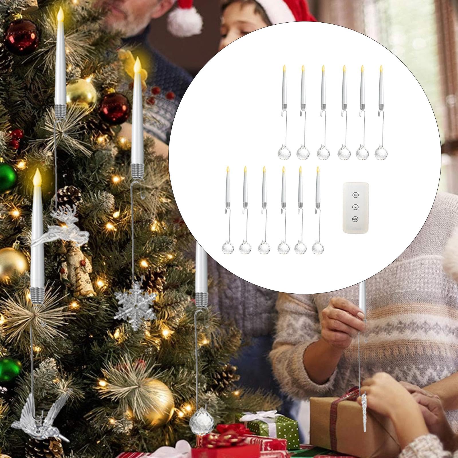 perfk 12x Candele per albero di Natale a LED, candele coniche corte, decorazioni con telecomando, candelieri a LED per tavolo, festa, Halloween, casa, Palla Acrilica