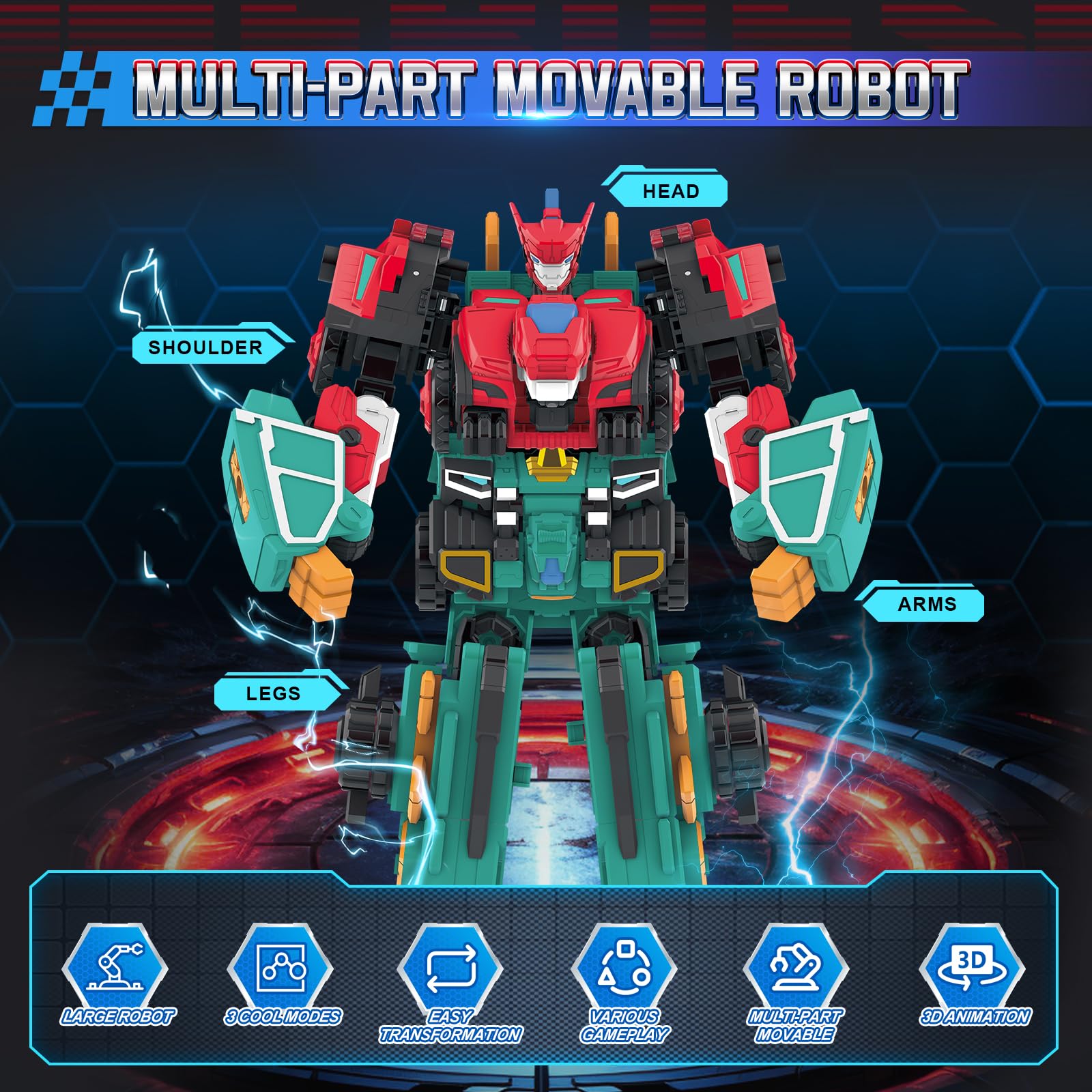 Robot transformatorowy 3 w 1 Raptor Chyron, 11,02 cala, Robot zabawki dla dzieci, wagon, dinozaur i robot transformator zabawki dla chłopców i dziewczynek 5 6 7 8 9 10 lat