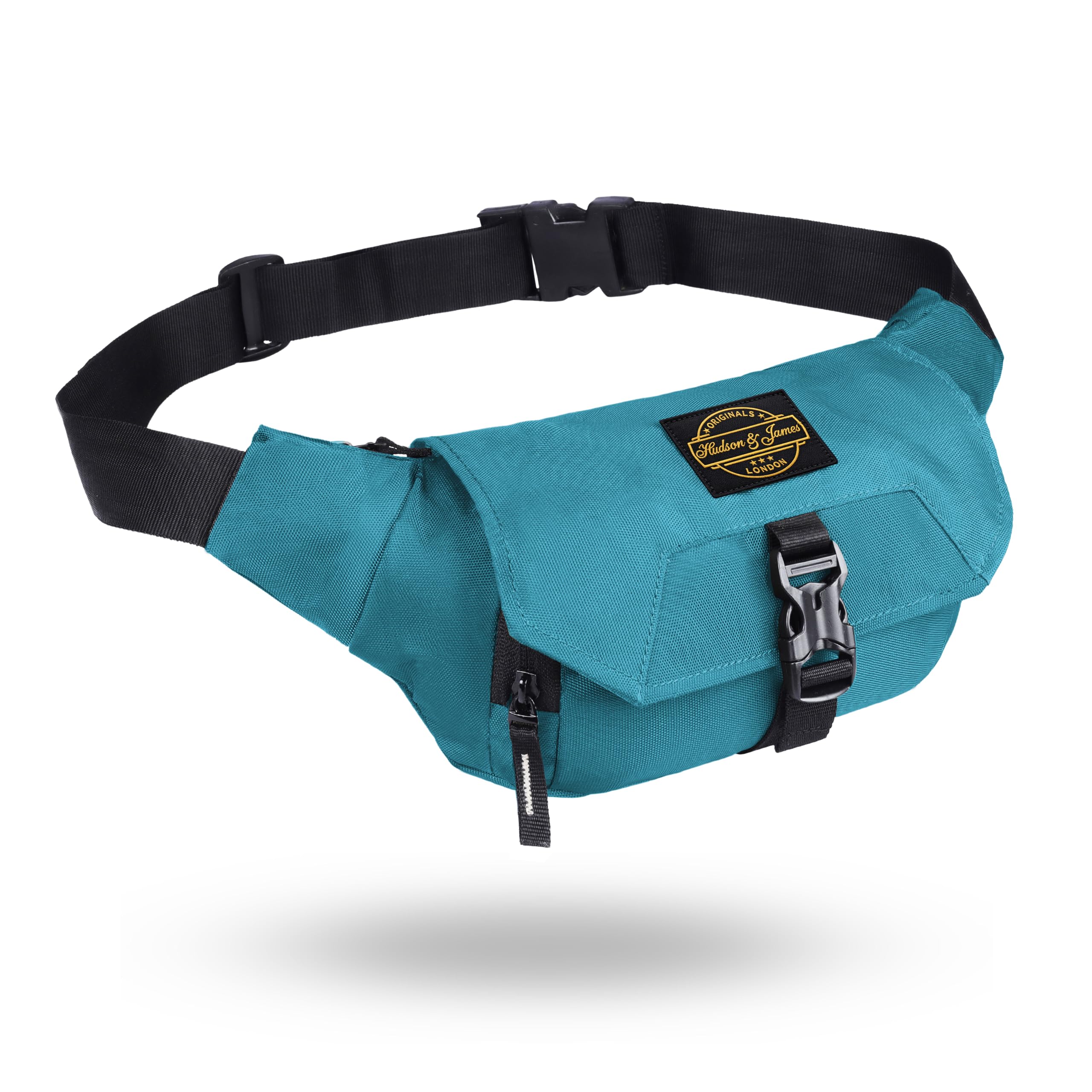 Hudson & James Bumbag Waist Fanny Pack Running Belt for Men Women Unisex Bum Bag Zipper Pockets Adjustable Belt, Waterproof Pocket for Outdoors Workout Hiking Gifts for Men Women (Sky Blue)