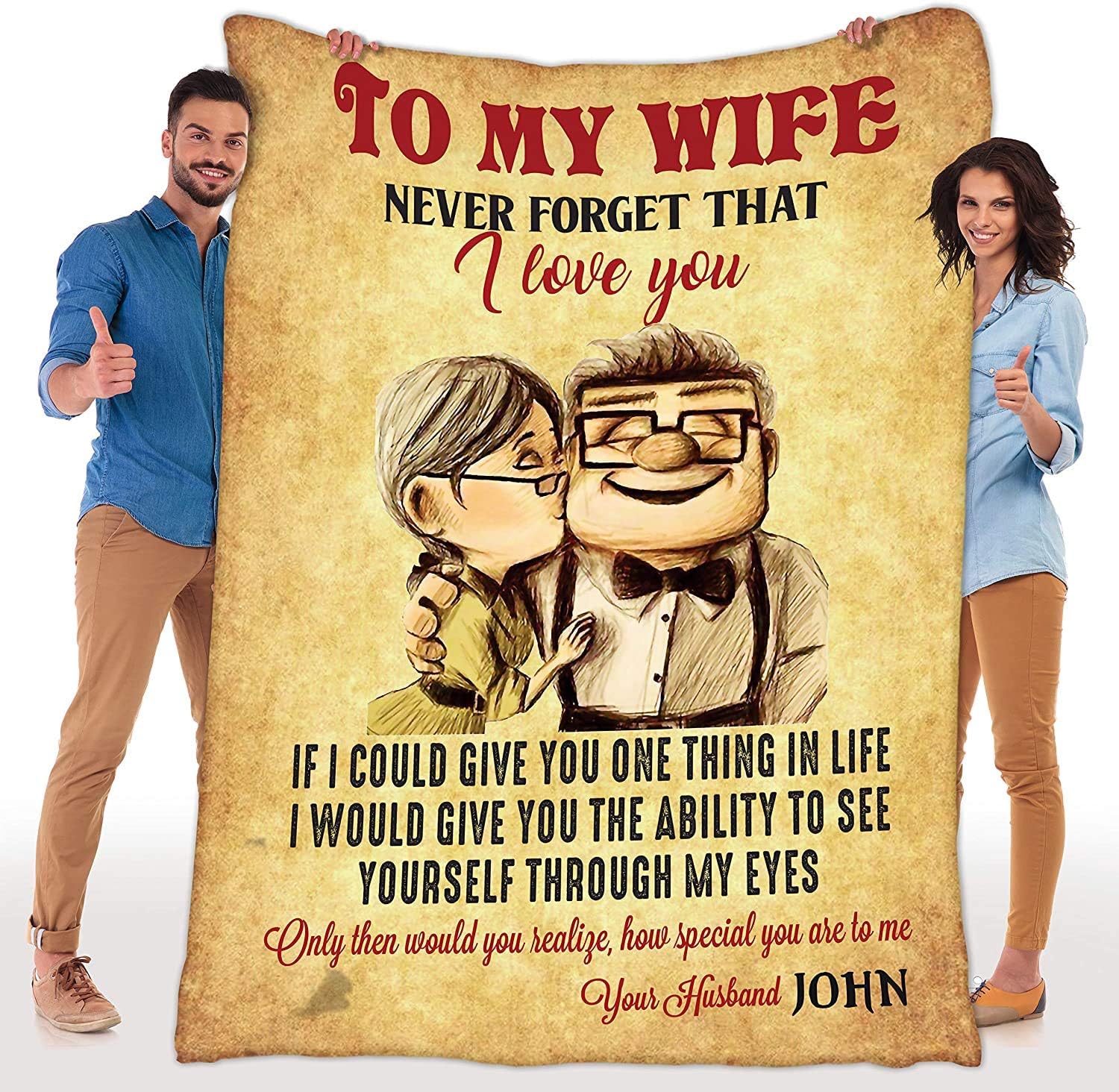 Best Family Gifts to My Wife Never Forget That I Love You Blanket, Customized Blanket for Your Loved Ones, Blankets with Name On It, Wedding Gift, Valentine's Day Gift