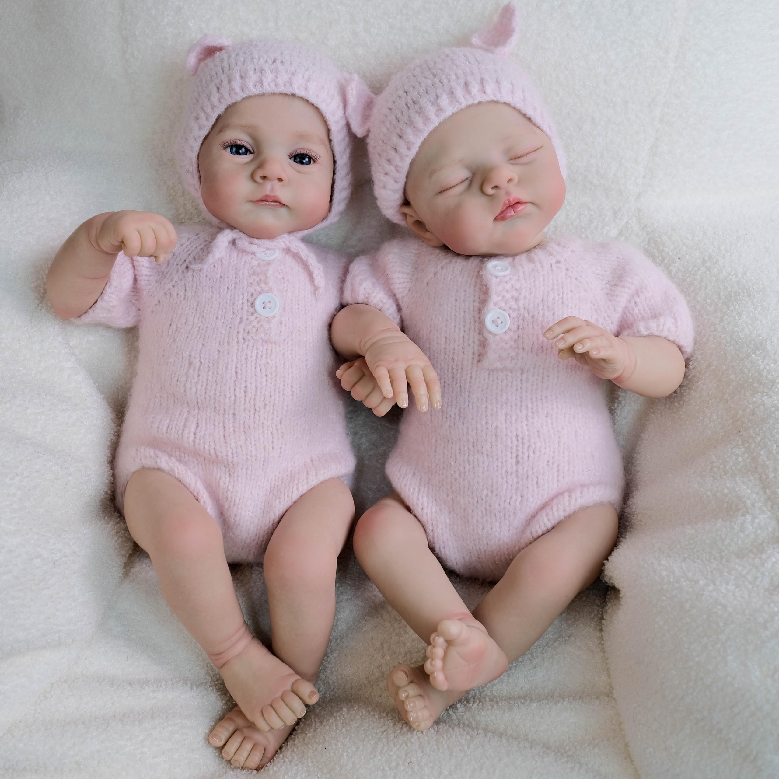 45 cm realistyczne silikonowe lalki Reborn Baby Twins Girl Dolls materiałowe ciało, które wyglądają jak realistyczne winylowe lalki dla noworodka, zabawka, prezent urodzinowy dla dzieci od 3