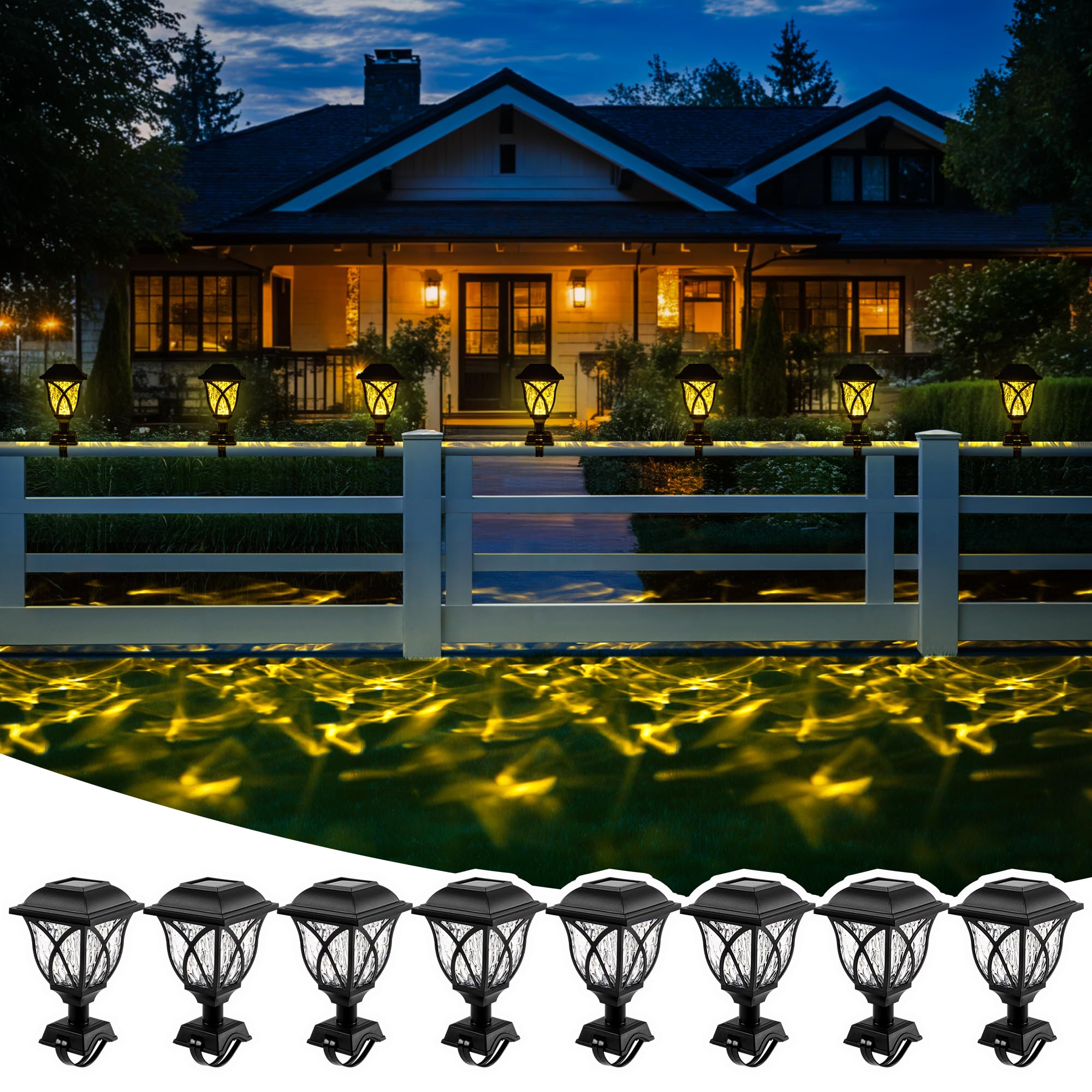 SUNCKET Solar Fence Lights Outdoor Waterproof, Led Solar Lights Outdoor for Chain  Link Fence, Step, Stairs, Trampoline, Yard and Pathway, Warm White 8 Pack -  Amazon.com