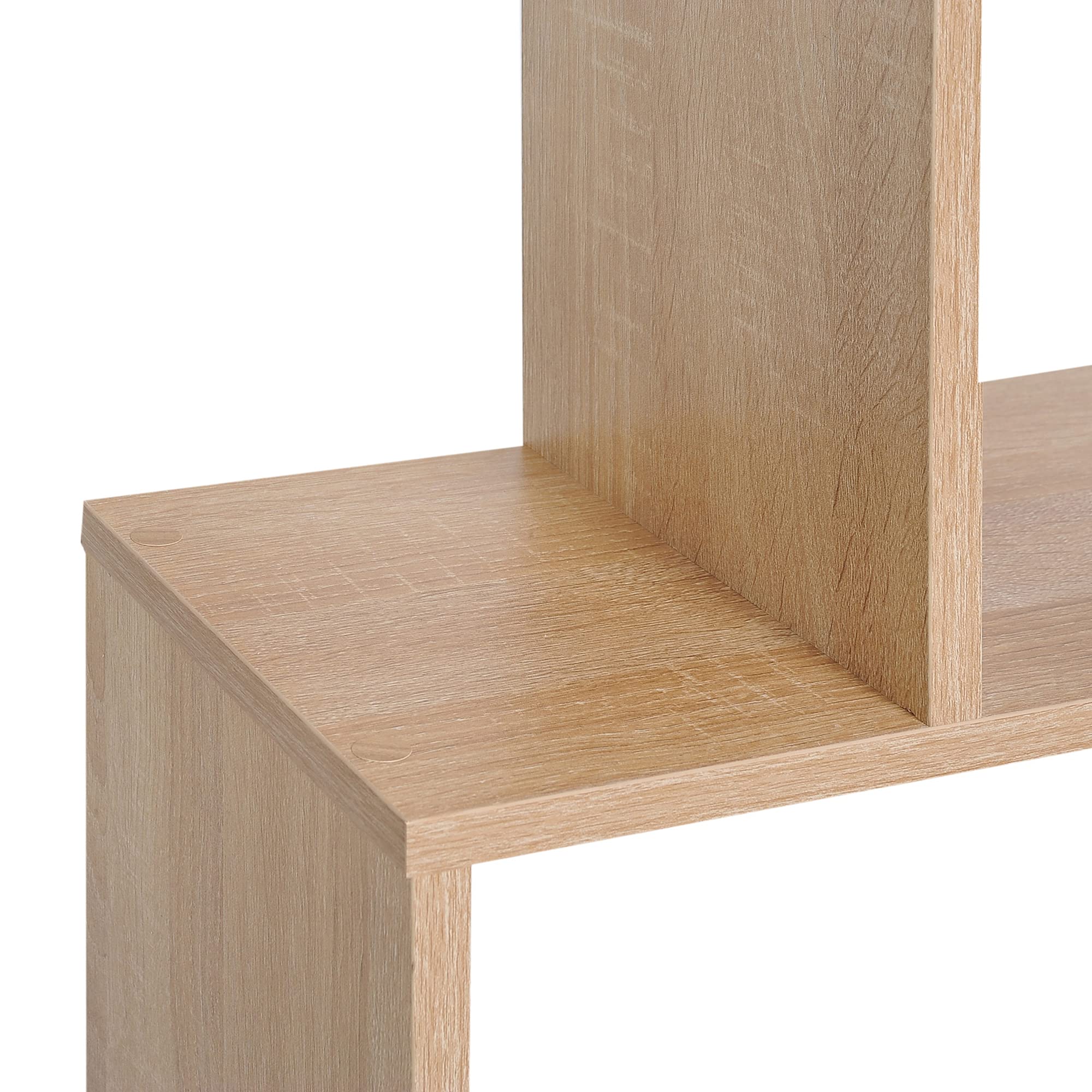 HOMCOM Bibliothèque Étagère Zig Zag 6 Niveaux 80Lx23lx192Hcm Chêne Clair | Design Contemporain