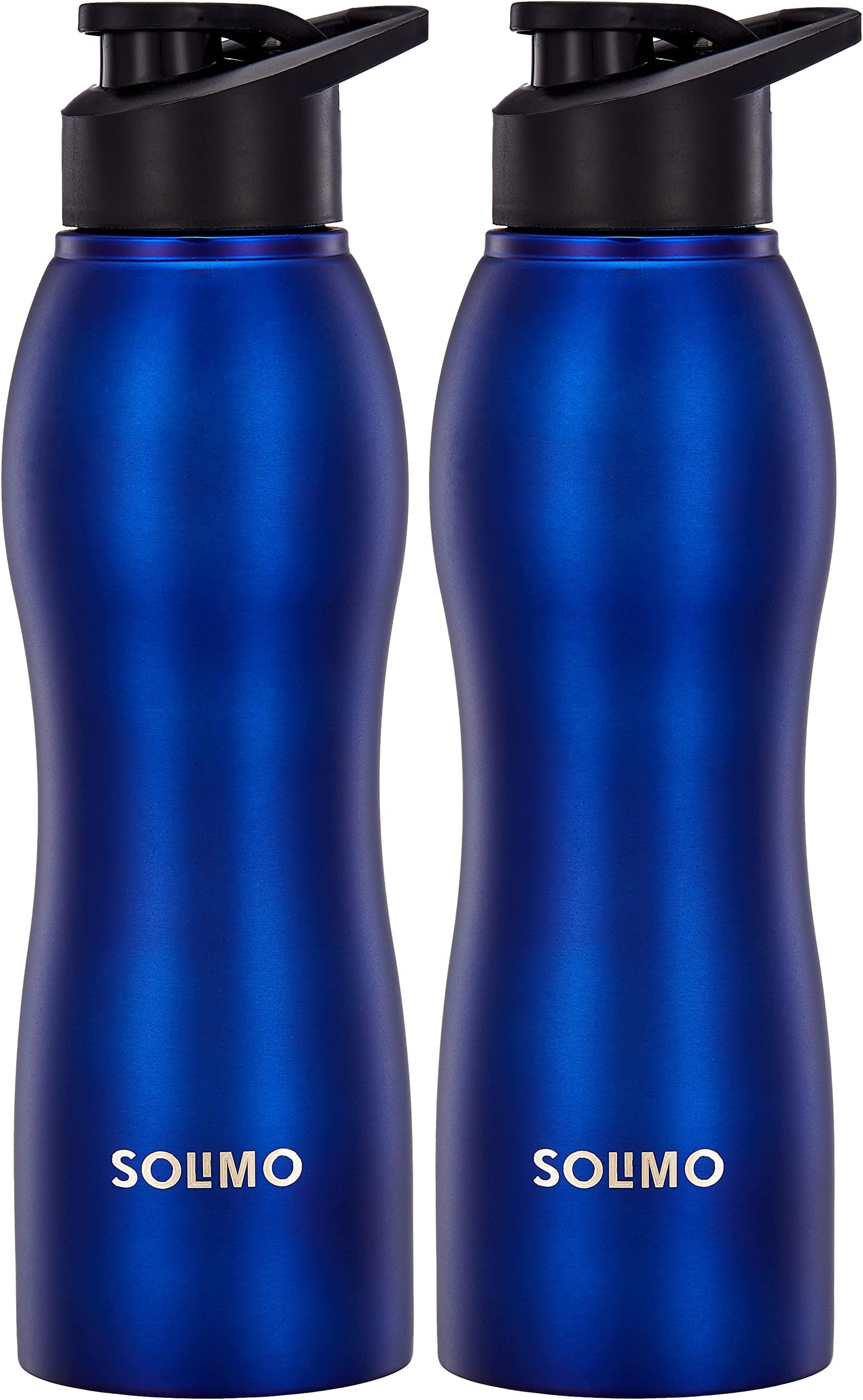 Amazon Brand - Solimo Stainless Steel Sipper Water Bottles | Set of 2 | Spill-Proof | Freezer and Dishwasher Safe | 1 L | Blue