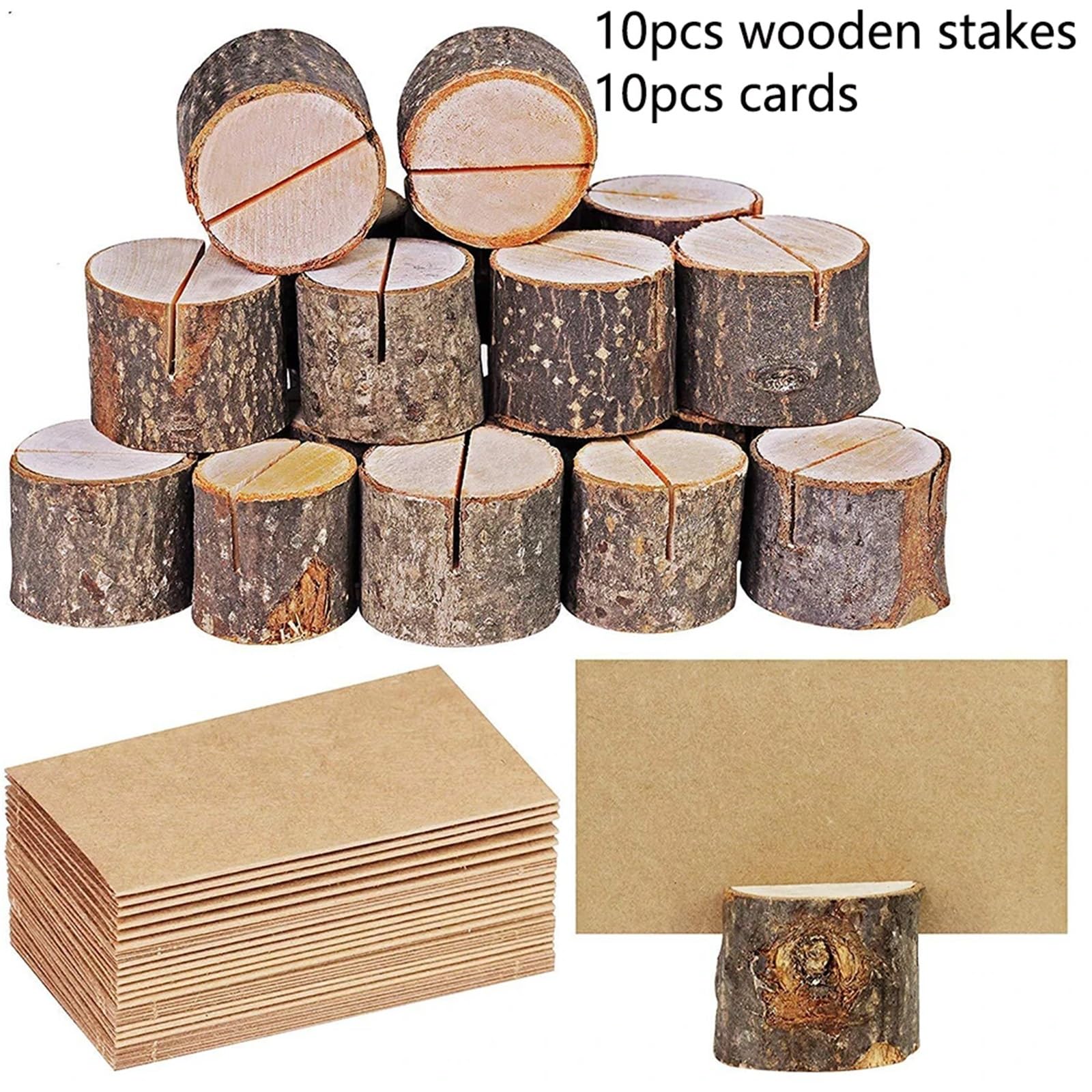 Soporte for números de mesa, juego de 10/20, soportes for tarjetas de lugar de madera rústica, de fotos de negocios, nombre del número de mesa(10 sets)