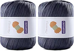 Pacote com 2 fios de ráfia para crochê, fio de algodão macio para crochê, bolsa de praia de verão, 228 jardas/fio de papel de fita de 100 g para iniciantes, bolsa de tricô manual DIY (azul tibetano)