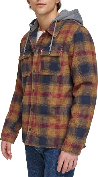 Levi's Men's Levi's Men's Quilted Plaid Puffer With Jersey Hood Jacket (pack of 1)