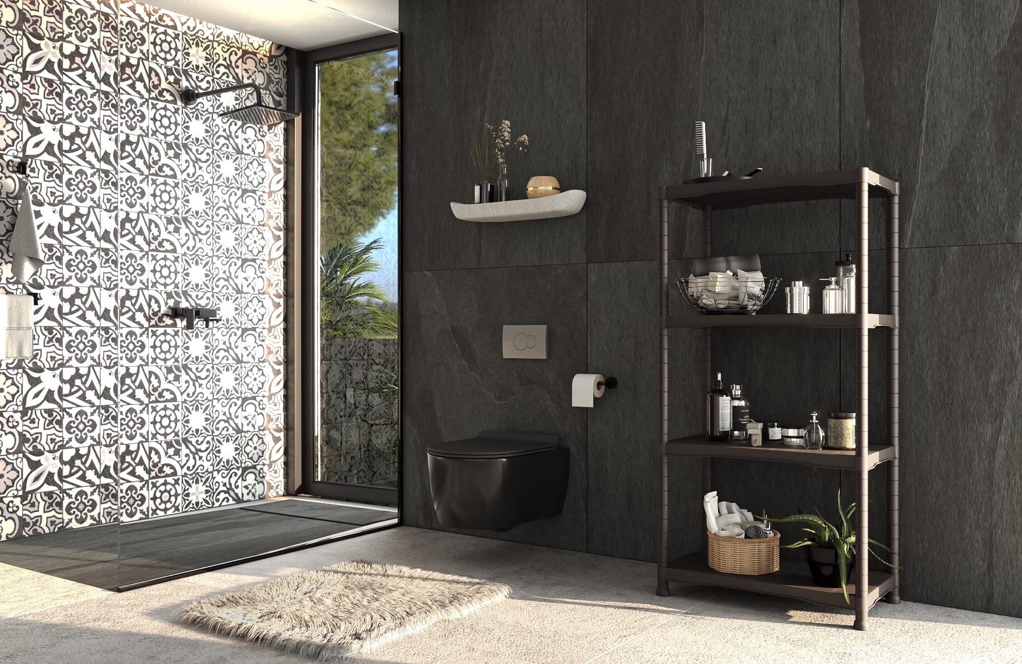 Tayg Regal-Set, Kunststoff, 744, 700 x 400 x 1366 mm, Schwarz