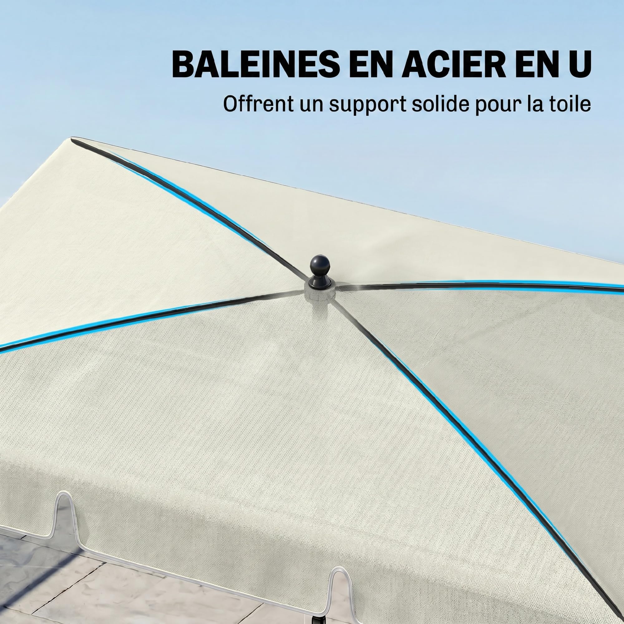 Outsunny Parasol de Jardin Rectangulaire Inclinable 2 x 1,3 m Beige Clair | Parasol Droit, Alu Métal, Polyester Haute Densité