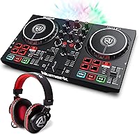 Vista 10 de Controlador de DJ y paquete DMX – Set de DJ con luces Paty, interfaz de audio y conectividad USB – Numark Party Mix II e interfaz SoundSwitch Micro