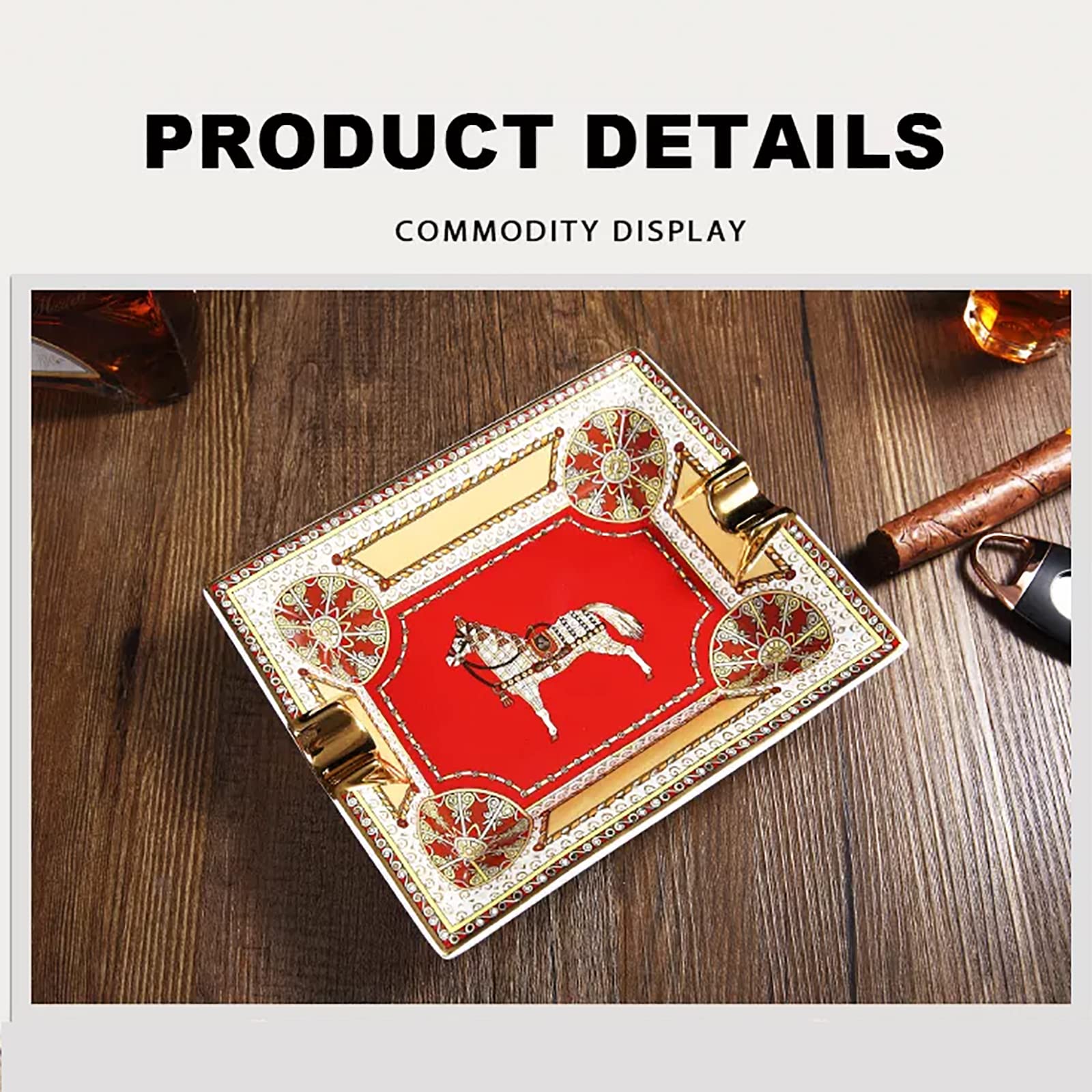 Posacenere Per Sigari In Ceramica Dorata Dipinta, Posacenere Per Sigari Di Lusso, Grande Posacenere Per Sigari In Vetro Pesante, Facile Da Pulire, Per Casa E Ufficio, Set Regalo Per Uomini E Donne