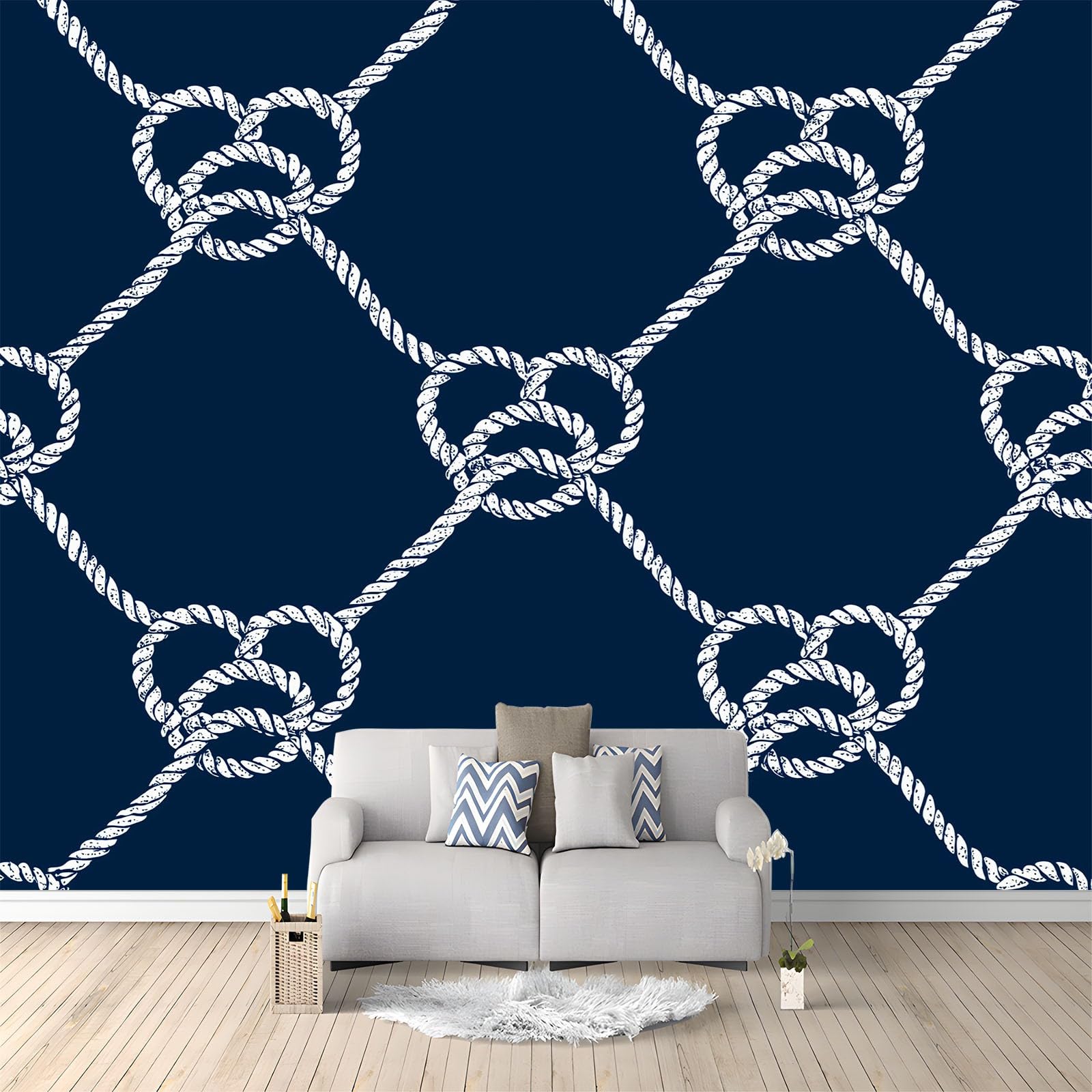 Walentynki wiązana lina w kształcie serca fototapeta dla chłopców i dziewcząt mural dekoracyjny plakat, 200 x 140 cm, fototapeta mural do pokoju dziecięcego, wysokiej jakości mural efekt 3D, granatowa
