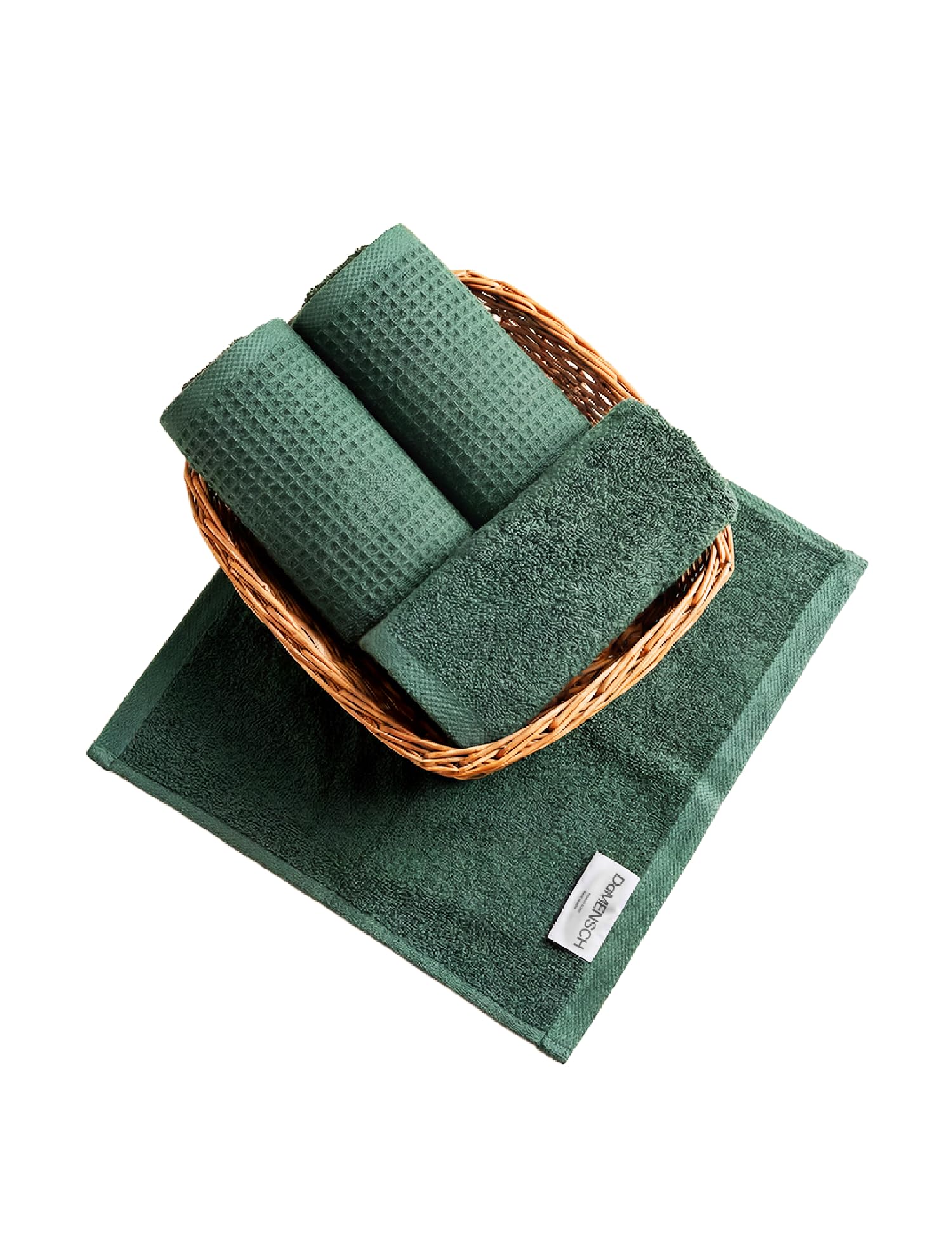 DAMENSCH Unisex Premium Bamboo Blend, Ultra-Soft, Absorbent, Dual Waffle and Terry Texture Waffle Face Towel - Forest Green - Pack of 4-image-32