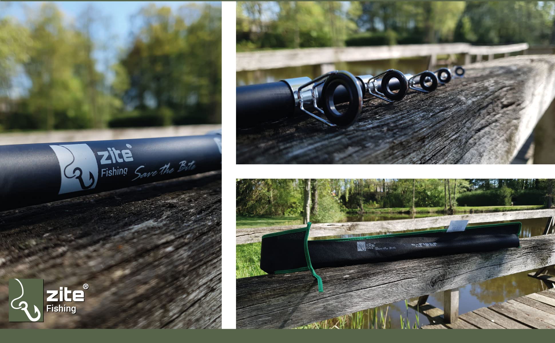 Zite Fishing Teleskop-Angelruten Set | 2 Stück Spinnrute 2,40m | Forellen-Rute mit Korkgriff | Auch für Einsteiger & Kinder | Fiberglas-Blank