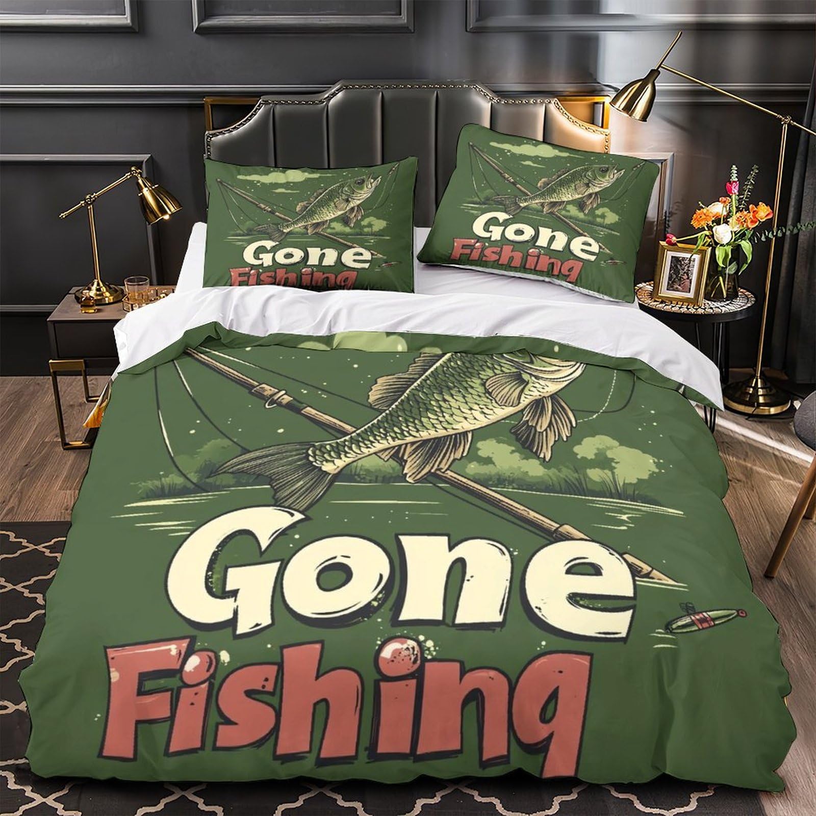 Housse de couette pêche vintage 3D pour transformer une chambre d'ado