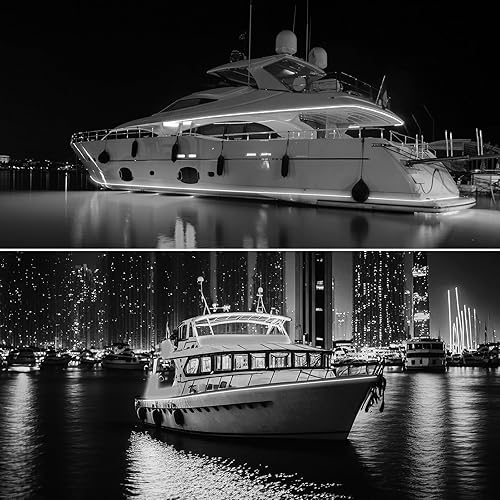 Miniatura 6 de Liliful 2 rollos de luces de pontón marino, tiras de luz LED, pontón, lancha, tira de luces de 12 V, 32.8 pies, impermeable, luz interior de barco,