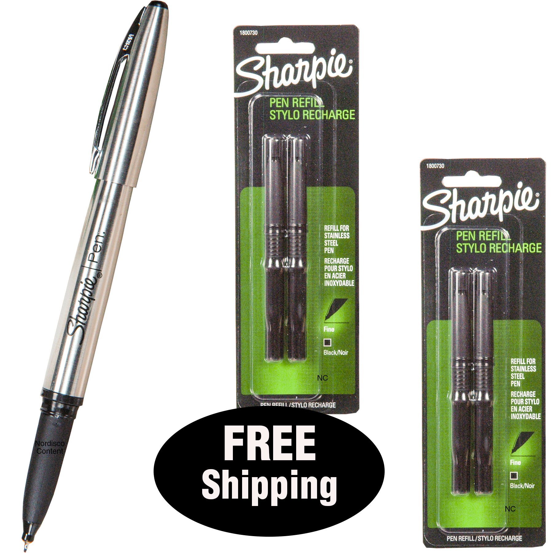 Buy Sharpie Stainless Steel Pen 1800702 with 2 Packs Refills 1800730, Black Ink, Fine Point (1