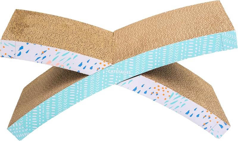Catstages Easy Life Hammock Cat Lounger & Scratcher with Catnip, 21" x 9.5" | Corrugated Scratcher & Raised Platform, Encourages Scratching, Supports Healthy Nails, Holds Up to 20 lbs, Cats & Kittens