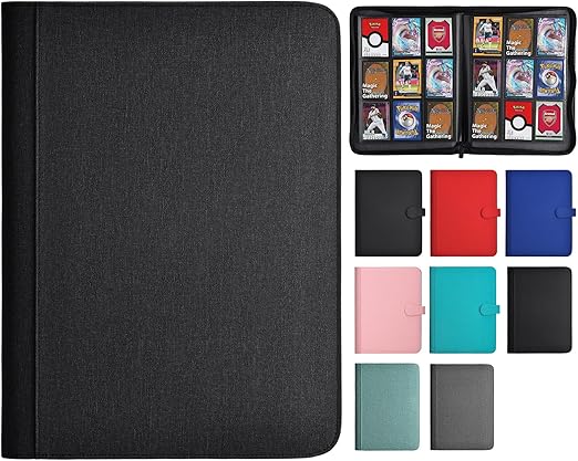 HerriaT Trading Card Binder, 9 Pocket PU Cover Card Collection Binder for 360 Cards, Premium Card Book, Sturdy Card Holder Folders, Card Album for YuGiOh, MTG, TCG, Game Cards & Sports Cards