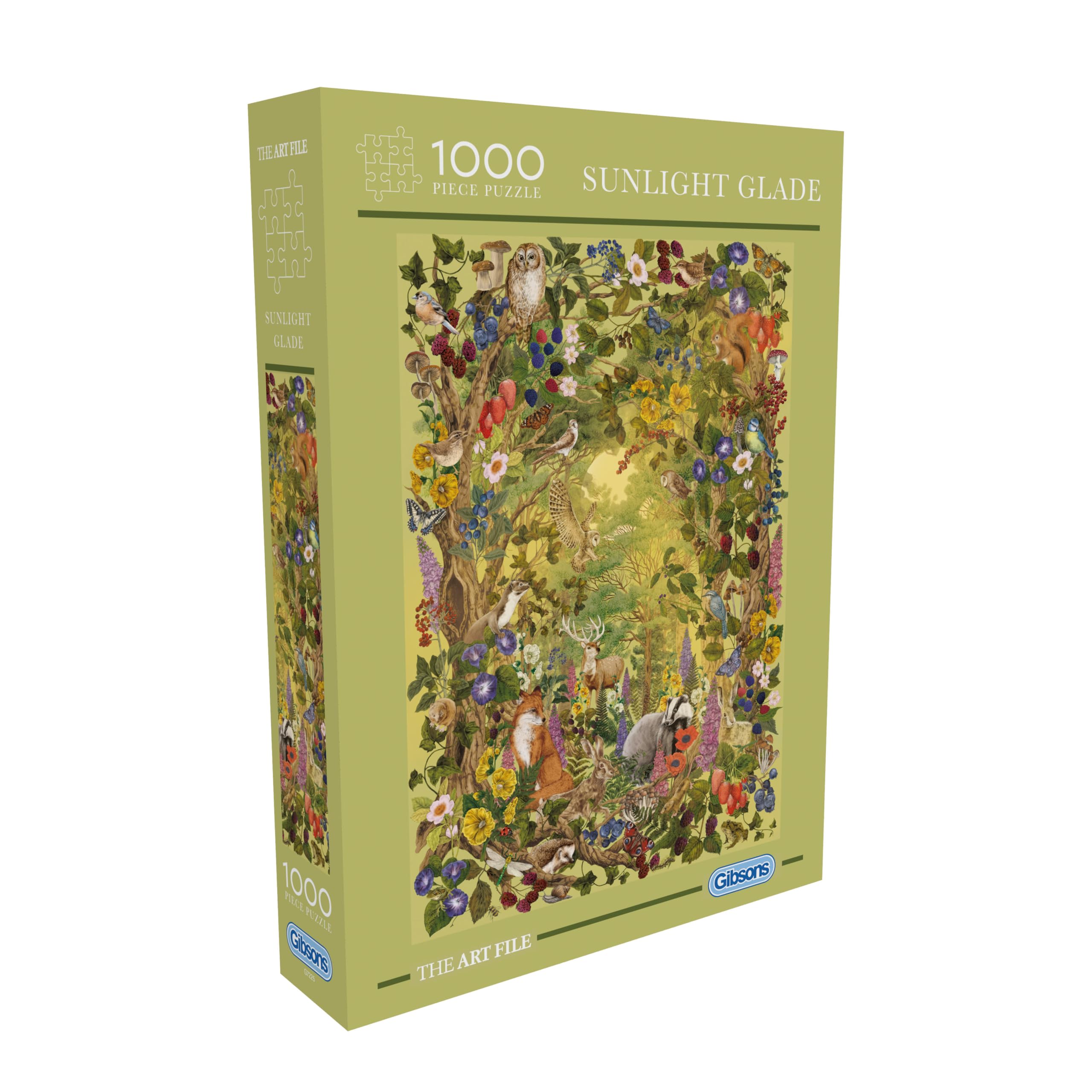 Gibsons Sunlight Glade 1000 Piece Jigsaw Puzzle for Adults – Forest & Wildlife Animals Artwork Scene, The Art File Collection – Premium Sustainable Puzzle Made in the UK/EU — image 1