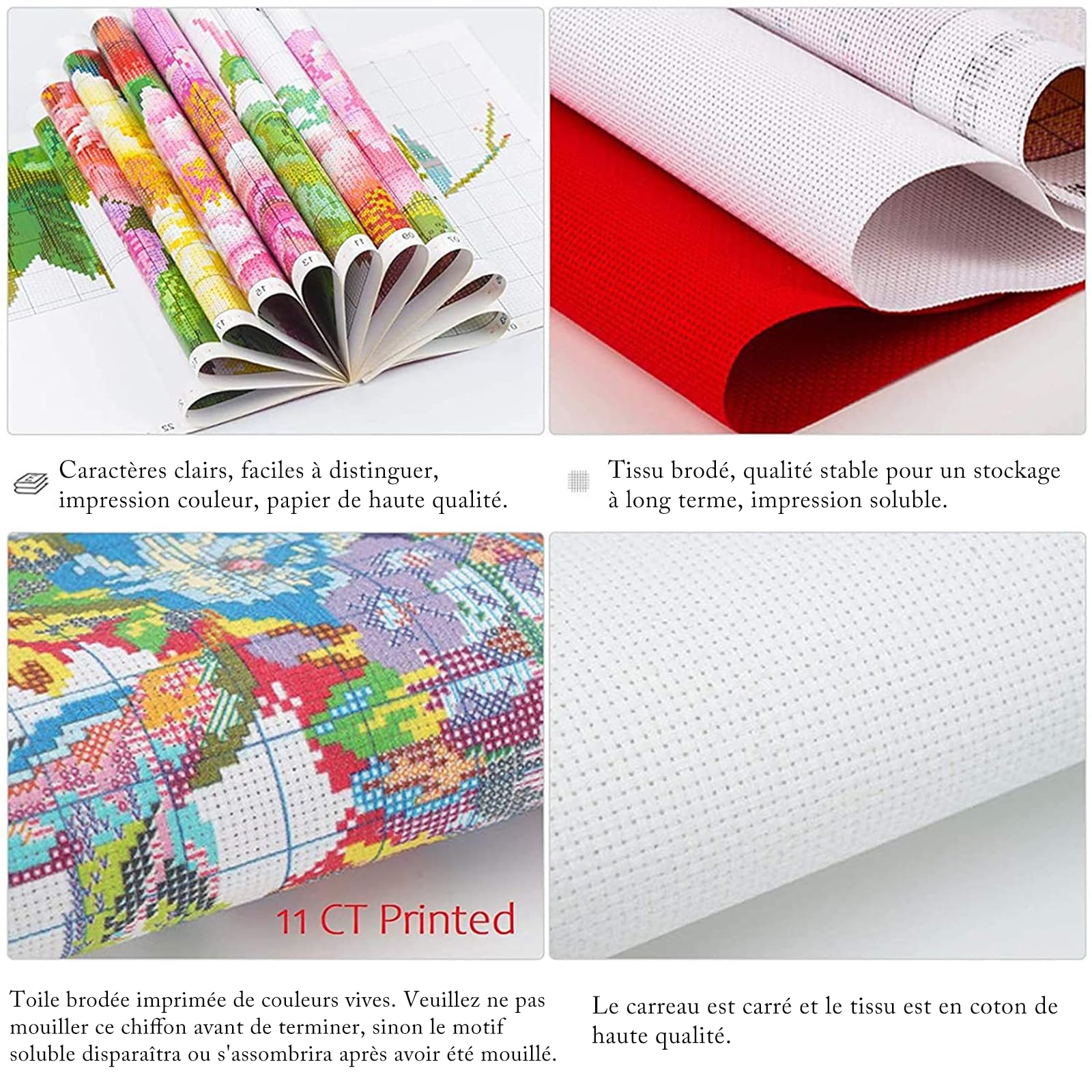 Kit Point De Croix Débutant JSRQT - Toile 11CT Estampée Motif Arbre - 36x46cm - Fils Et Aiguilles Inclus