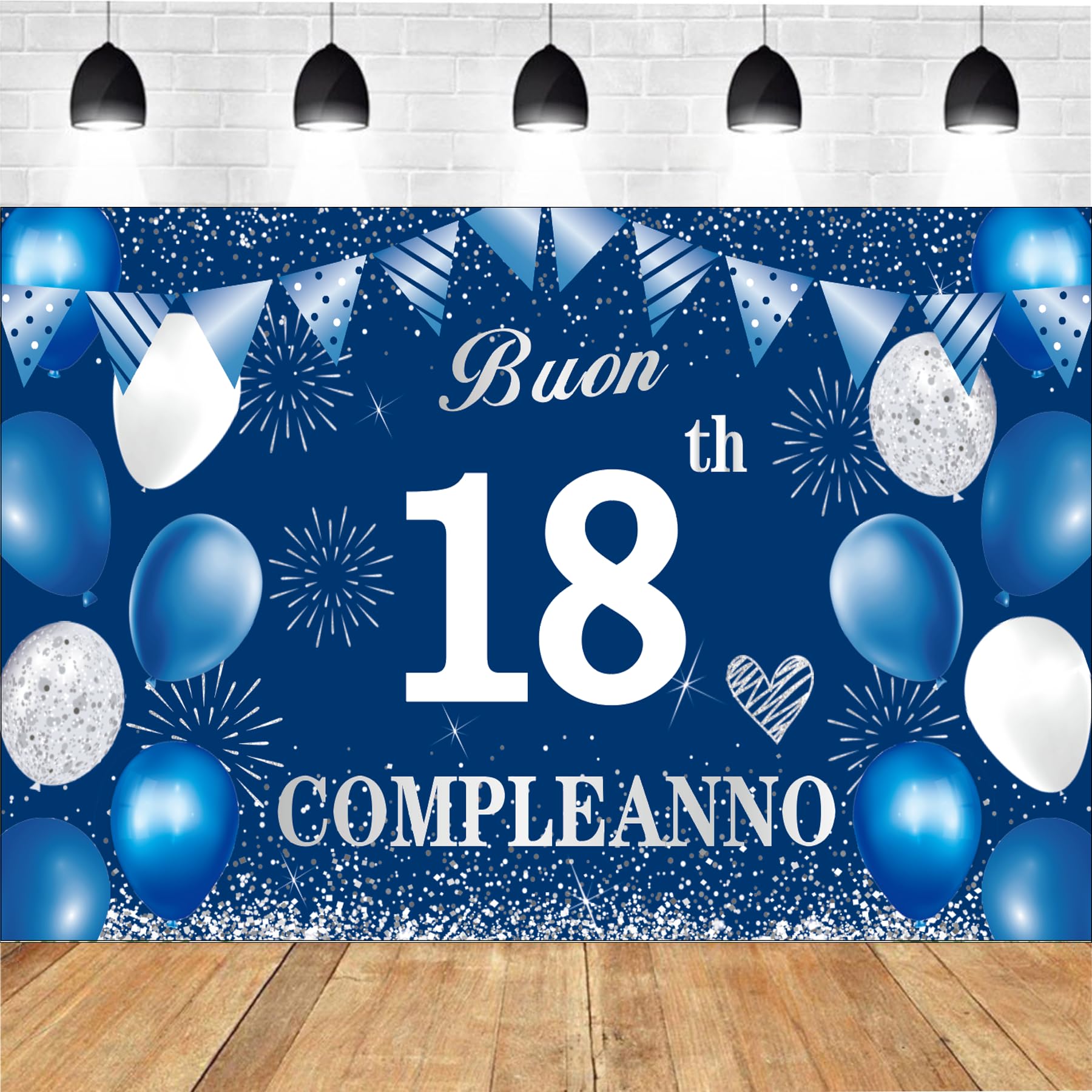 Amscan Striscione In Lamina 18° Compleanno 2,7 M | Argento Con Scritta Happy 18th Birthday | Decorazione Festa