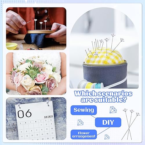 Miniatura 7 de Alfileres de boutonniere para hombre, 260 alfileres de coser, alfileres de ramillete, suministros de arreglos florales, alfileres rectos, alfileres