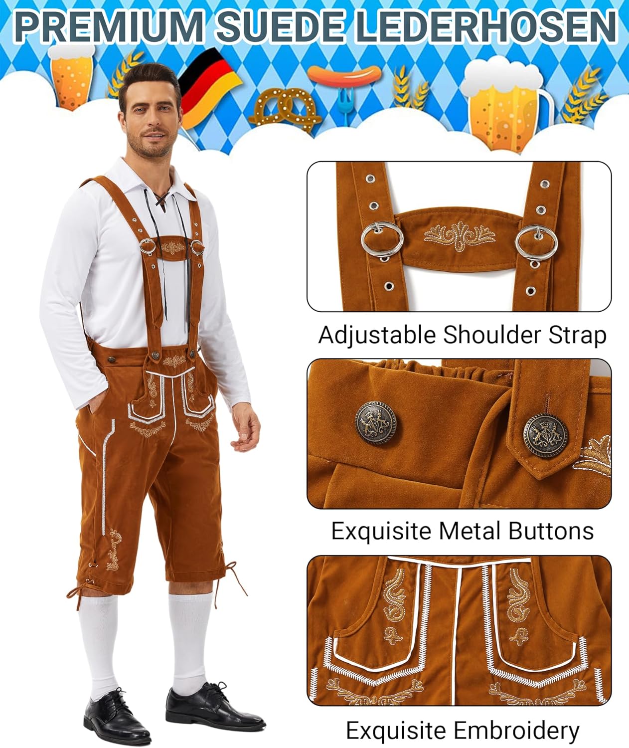 Adult Oktoberfest Costume Outfits Men Bavarian Funny Costumes Set for Halloween Party Beer Festival - Image 4