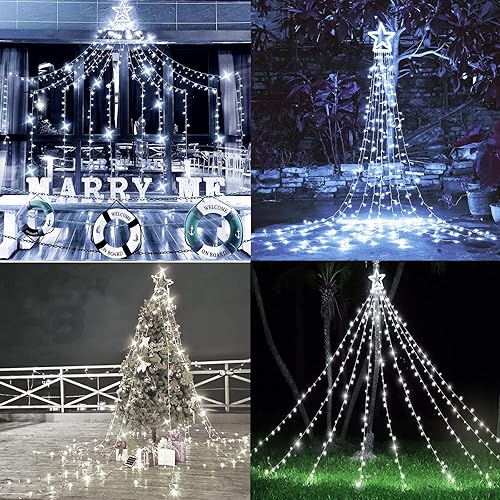 Miniatura 3 de Guirnalda de luces de estrella para decoración de Navidad al aire libre con control remoto, 317 luces LED de 17 pies, 11 modos de iluminación y