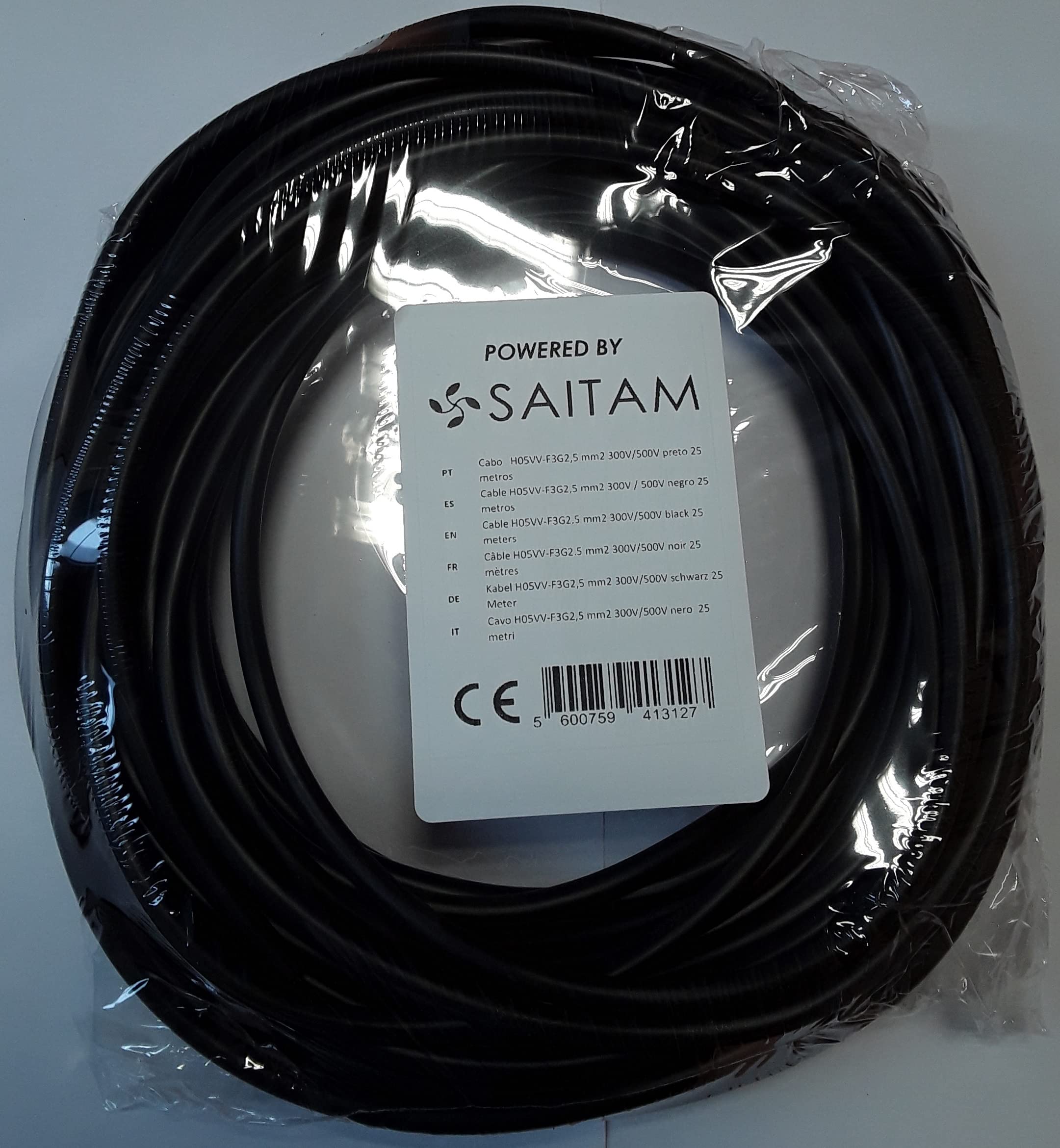 Cable H05VV-F Manguera 3G2,5mm 25m (Negro)
