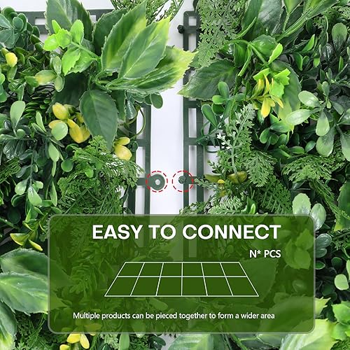 Miniatura 4 de Boshen Telón de fondo de pared de césped artificial, 6 paneles de boj de 20 x 20 pulgadas, paneles de pared de seto de boj de hierba, telón de fondo