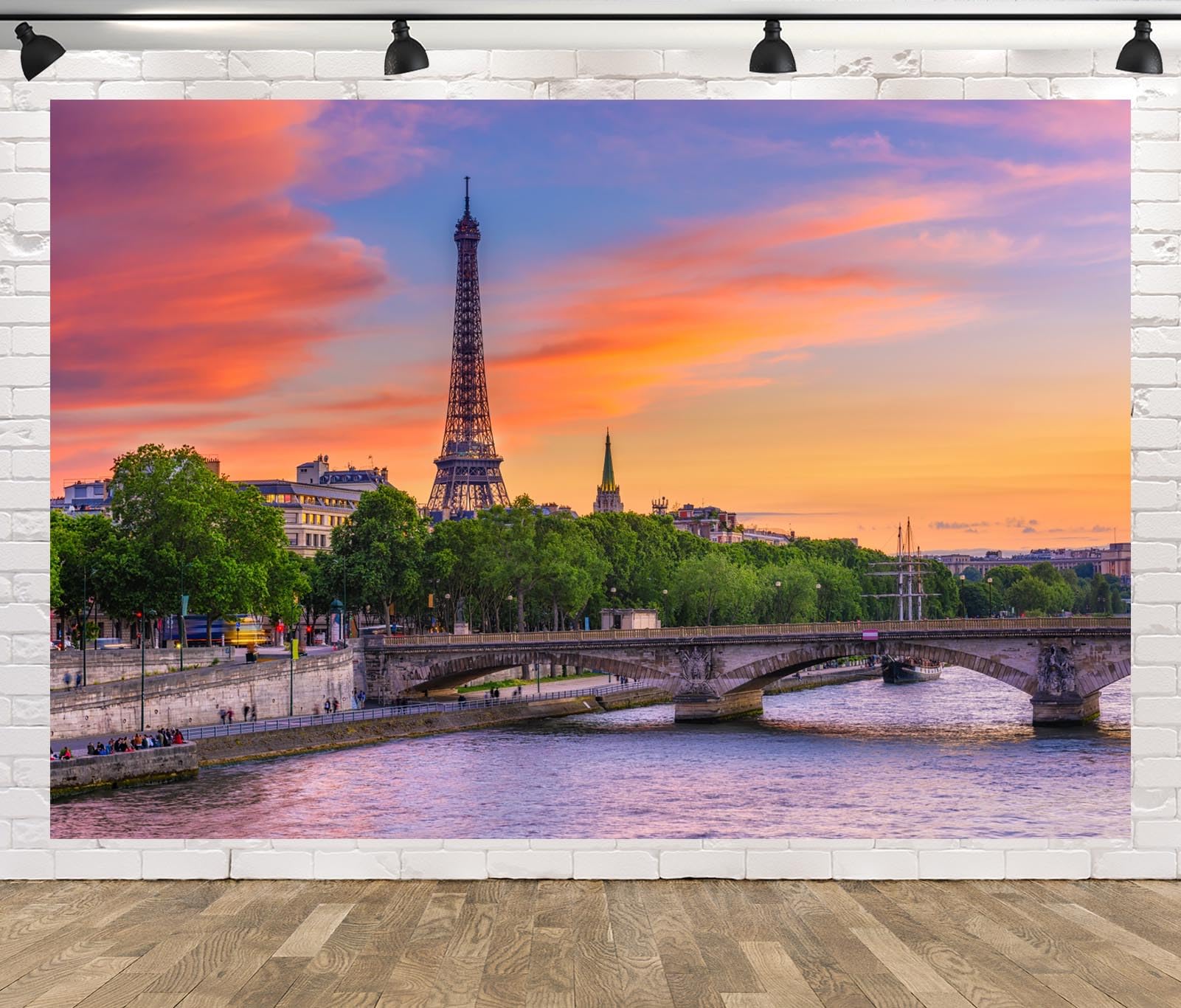 YongFoto 3,5x2,5m Vinile Sfondo Fotografico Sognante Fiaba Parigi Torre Eiffel Cielo blu Nuvola bianca Nostalgia piano Fondale Foto Festa Bambini Boby Nozze Adulto Partito Studio Fotografico Puntelli