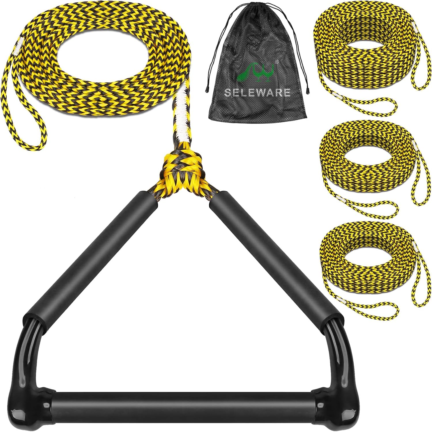SELEWARE Wakeboard Tow Rope 75ft Adjustable Water Ski Rope with Handle