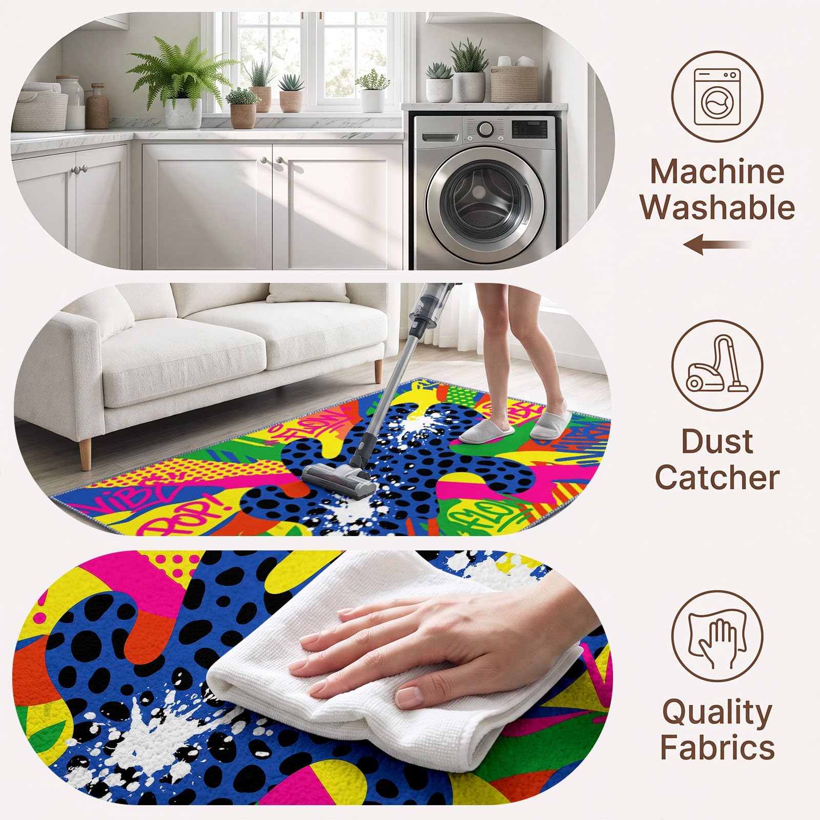 Tapis de Salon Pop Art Street Art Graffiti 80x150cm, pour Chambre