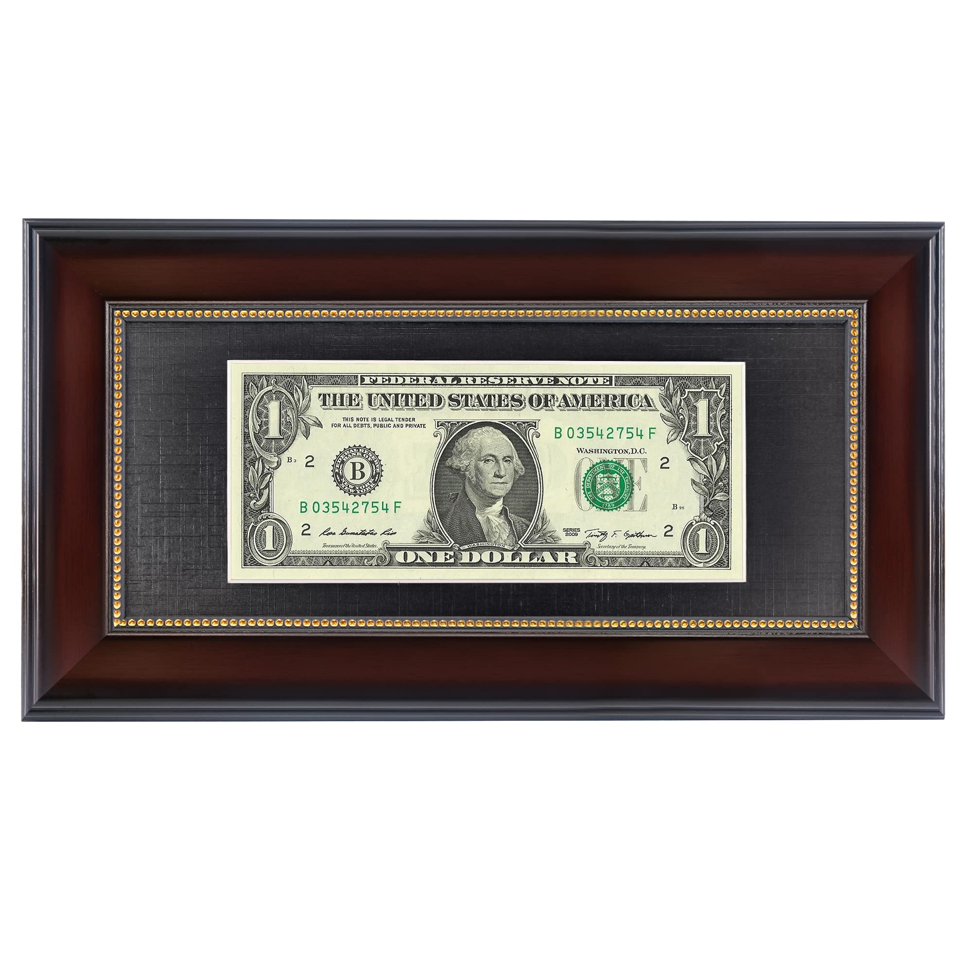 GMFrames Cornice per banconote in mogano con tappetino nero o display 4x9 senza tappetino, vero vetro