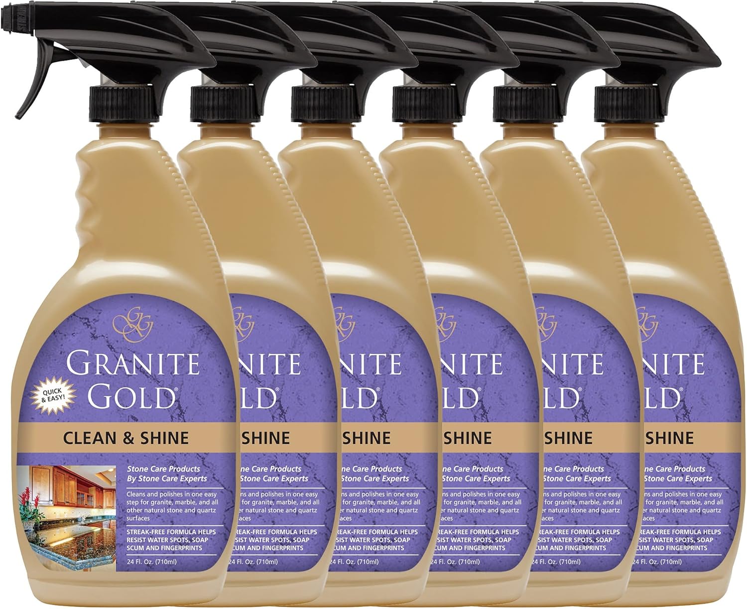 Granite Gold Clean and Shine Spray for Granite, Marble & Other Natural Stone & Quartz Surfaces, 24 Ounce, 6-Pack