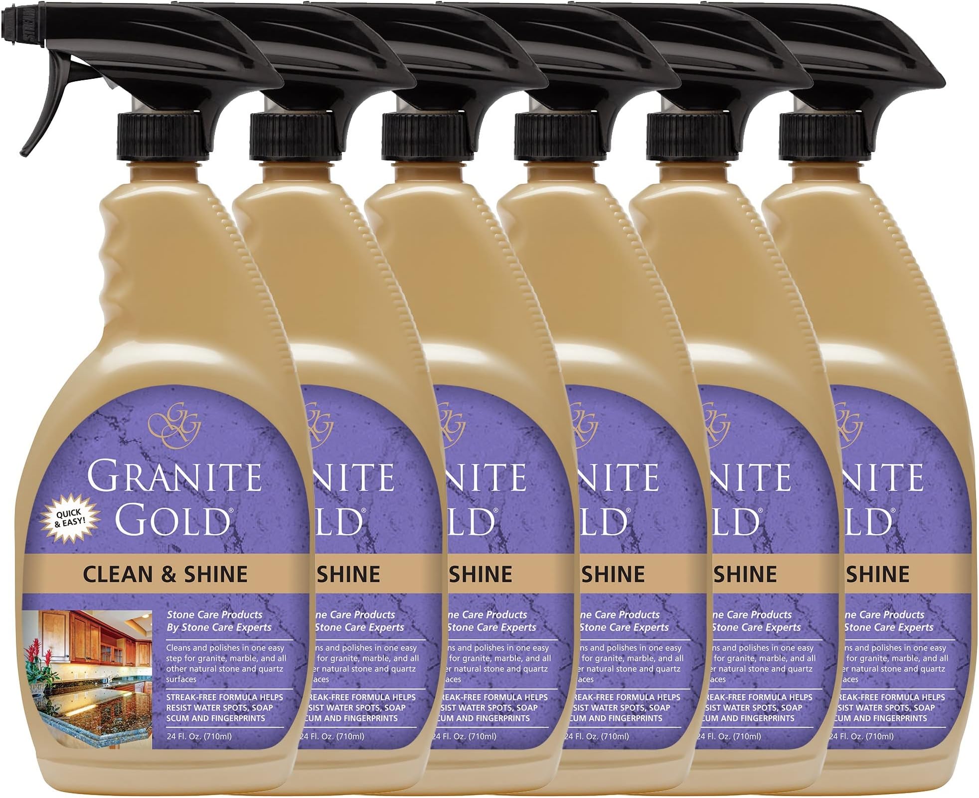 Clean and Shine Spray for Granite, Marble & Other Natural Stone & Quartz Surfaces, 24 Ounce, 6-Pack