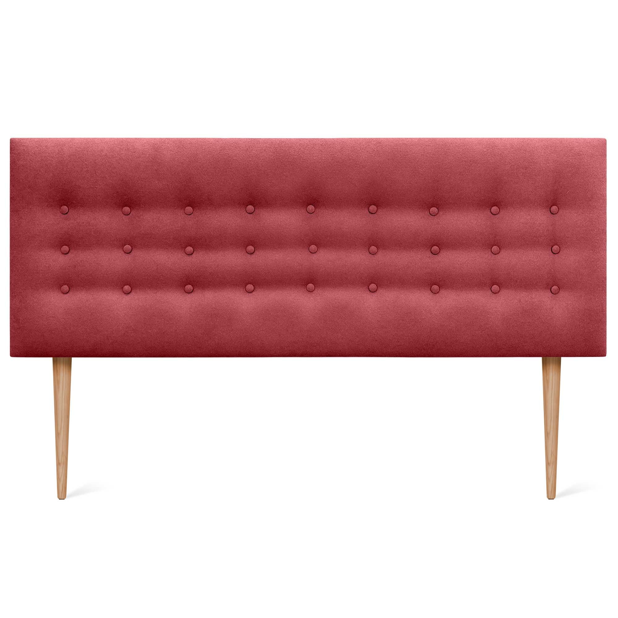 DHOME Cabecero de Polipiel o Tela ACUALINE con 3 Hileras de Botones y Patas Cabezal Tapizado Cama Lujo (Tela Rojo, 135cm)